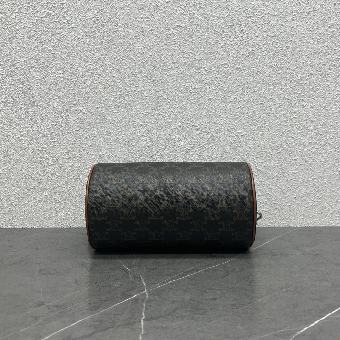 Celine Cylinder Bag In Triomphe Canvas Tan For Women 9in/22cm 110052EJF.04LI - Soul Replicas