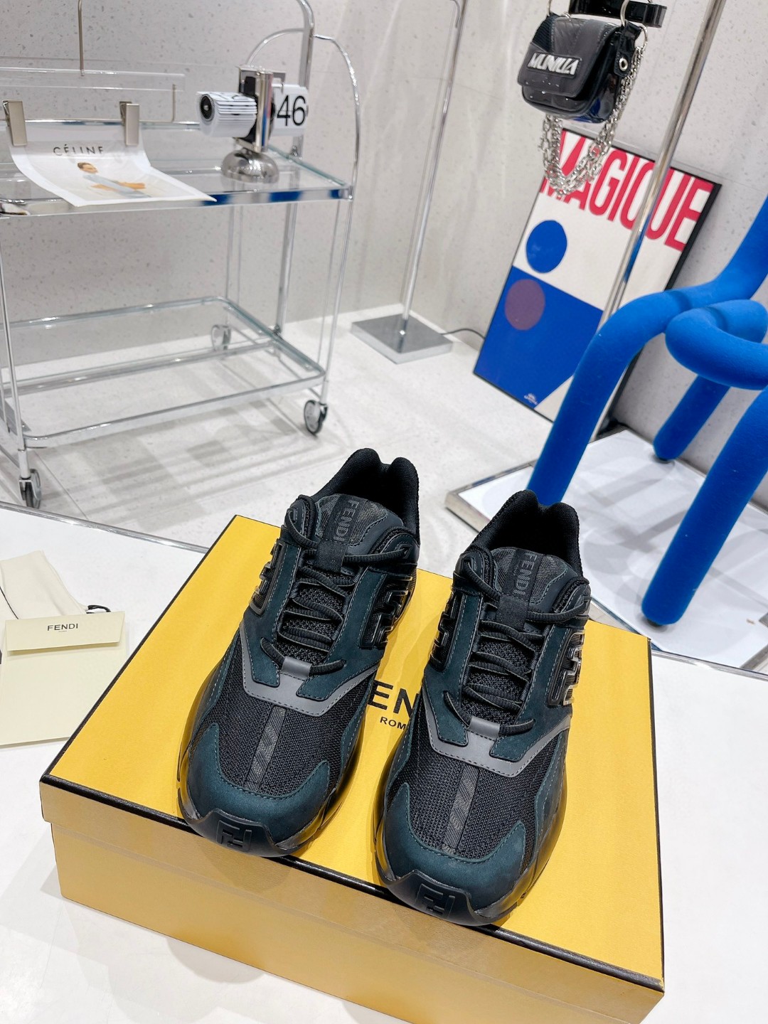 Fendi Nubuck Faster Dark Blue For Women - Soul Replicas