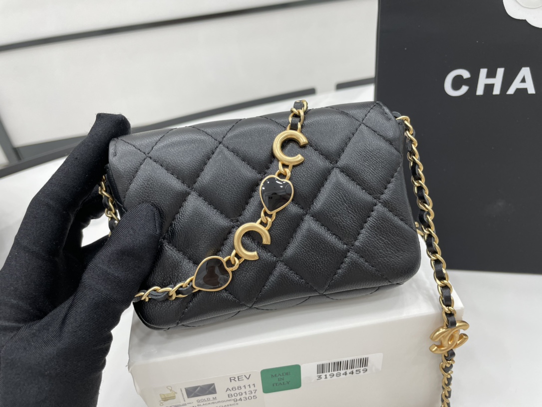 Chanel Classic Distressed Black For Women. Women-s Bags 4.7in/12cm - Soul Replicas