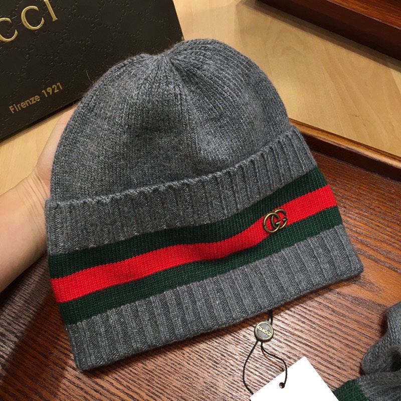 Gucci Beanie & Scarf Set In Grey - Soul Replicas