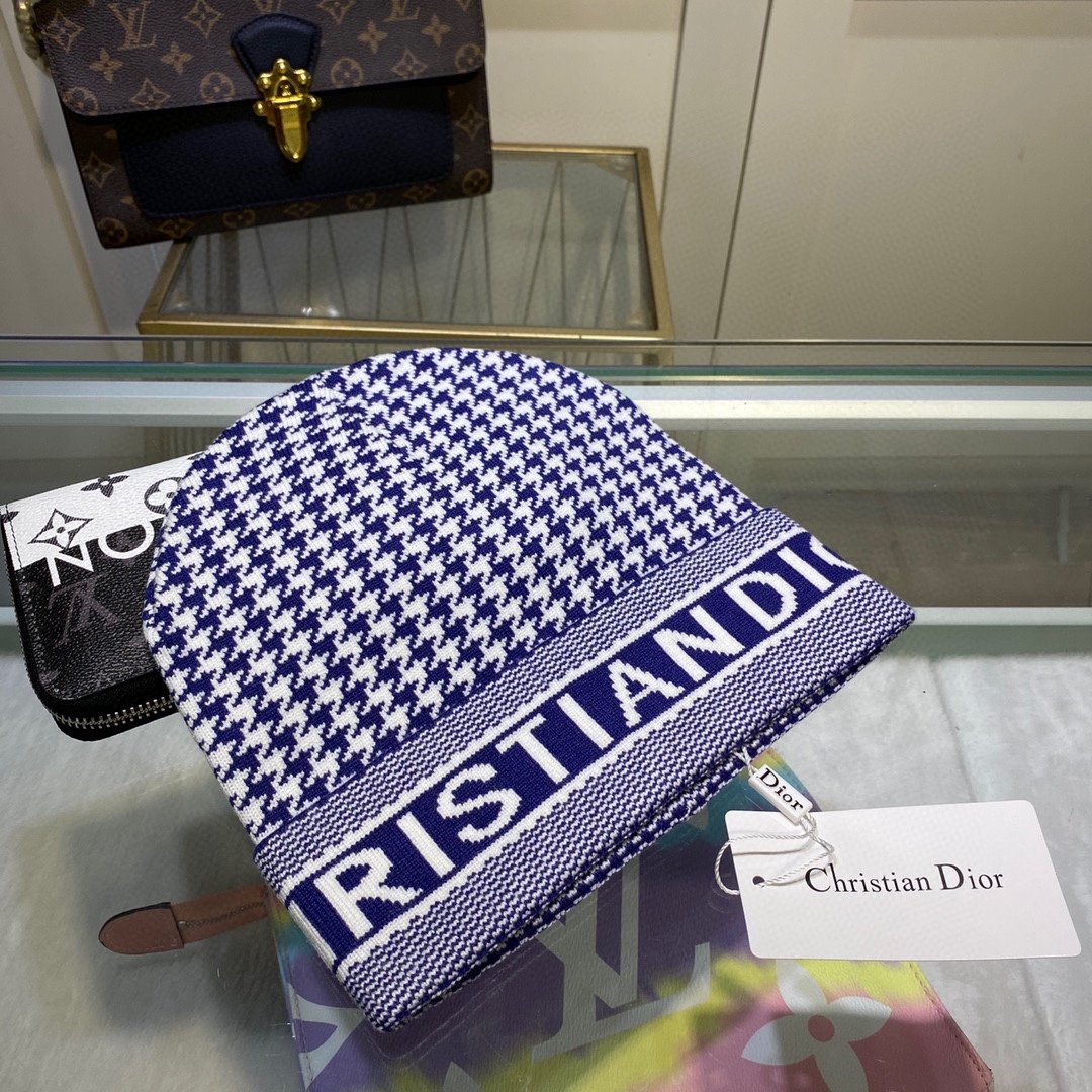 Dior Pompom Beanie In Blue - Soul Replicas