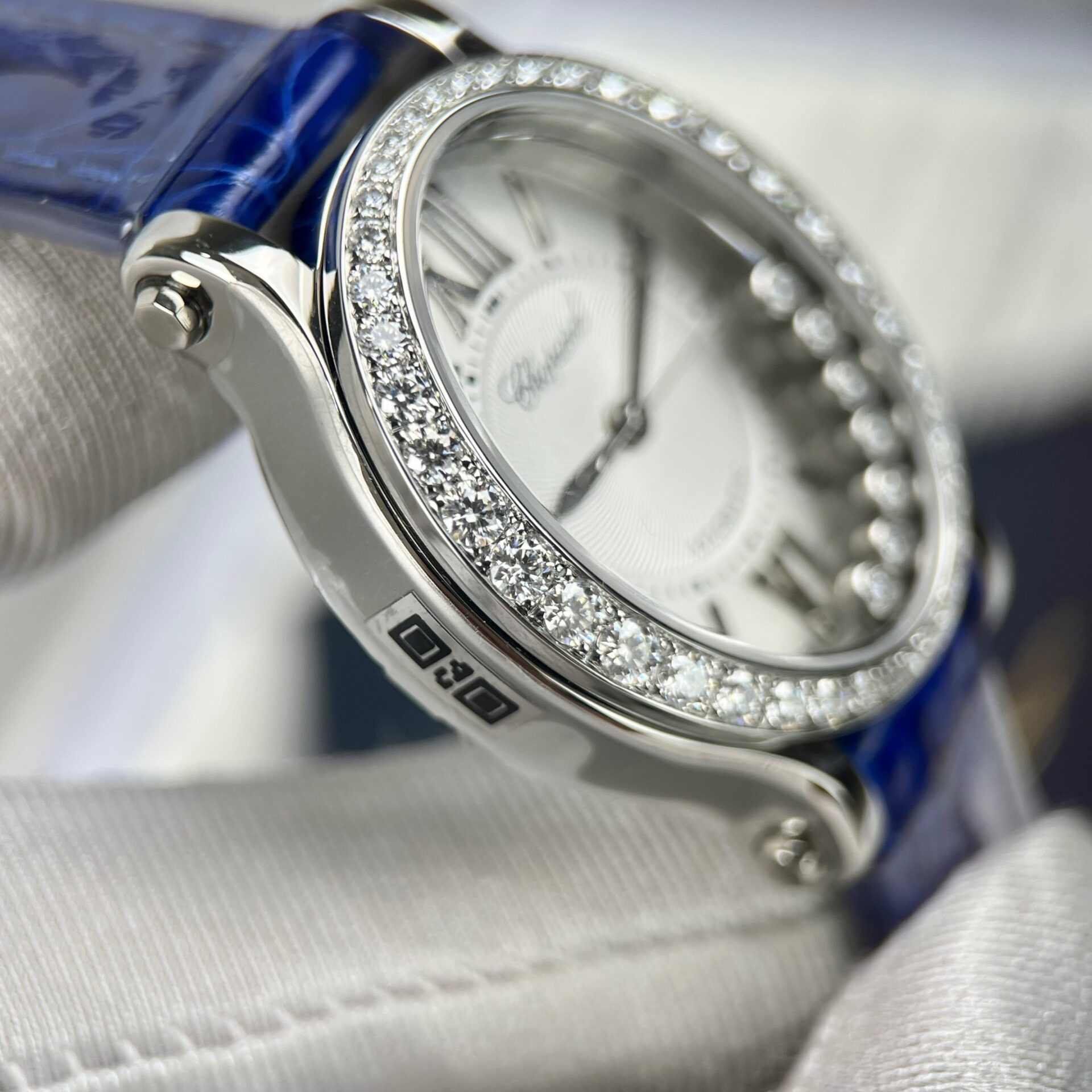 Chopard Women-s Replica Watch With Diamond Moissanite Blue 34mm - Soul Replicas