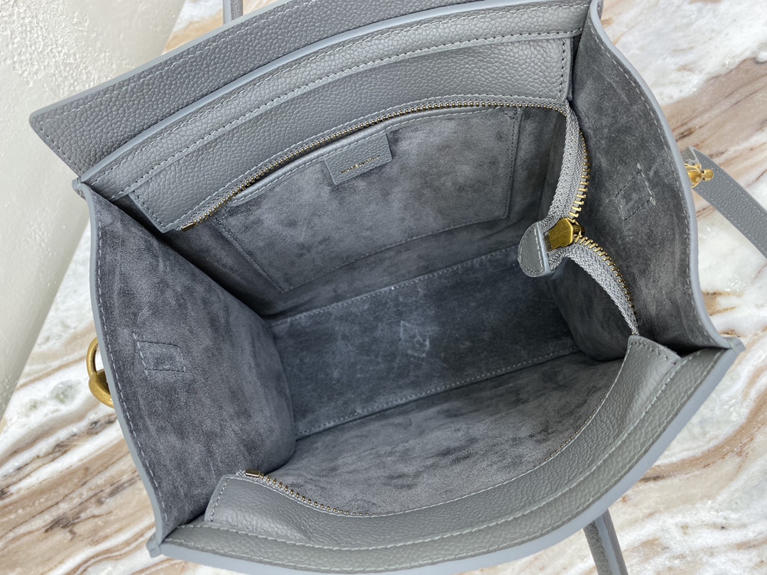 Celine Nano LuGucciage Bag In Drummed Grey For Women 8in/20cm 189243AQL.10KL - Soul Replicas