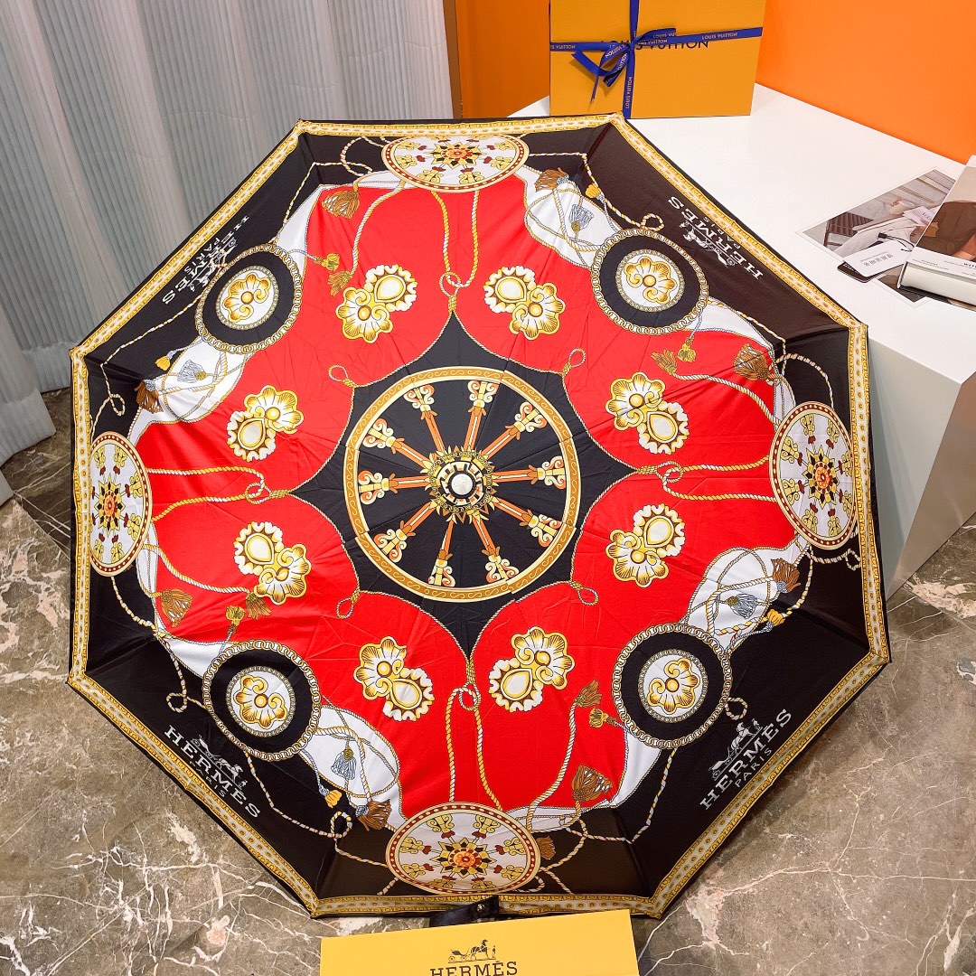 Hermes Pluie De H Folding Umbrella Orange - Soul Replicas