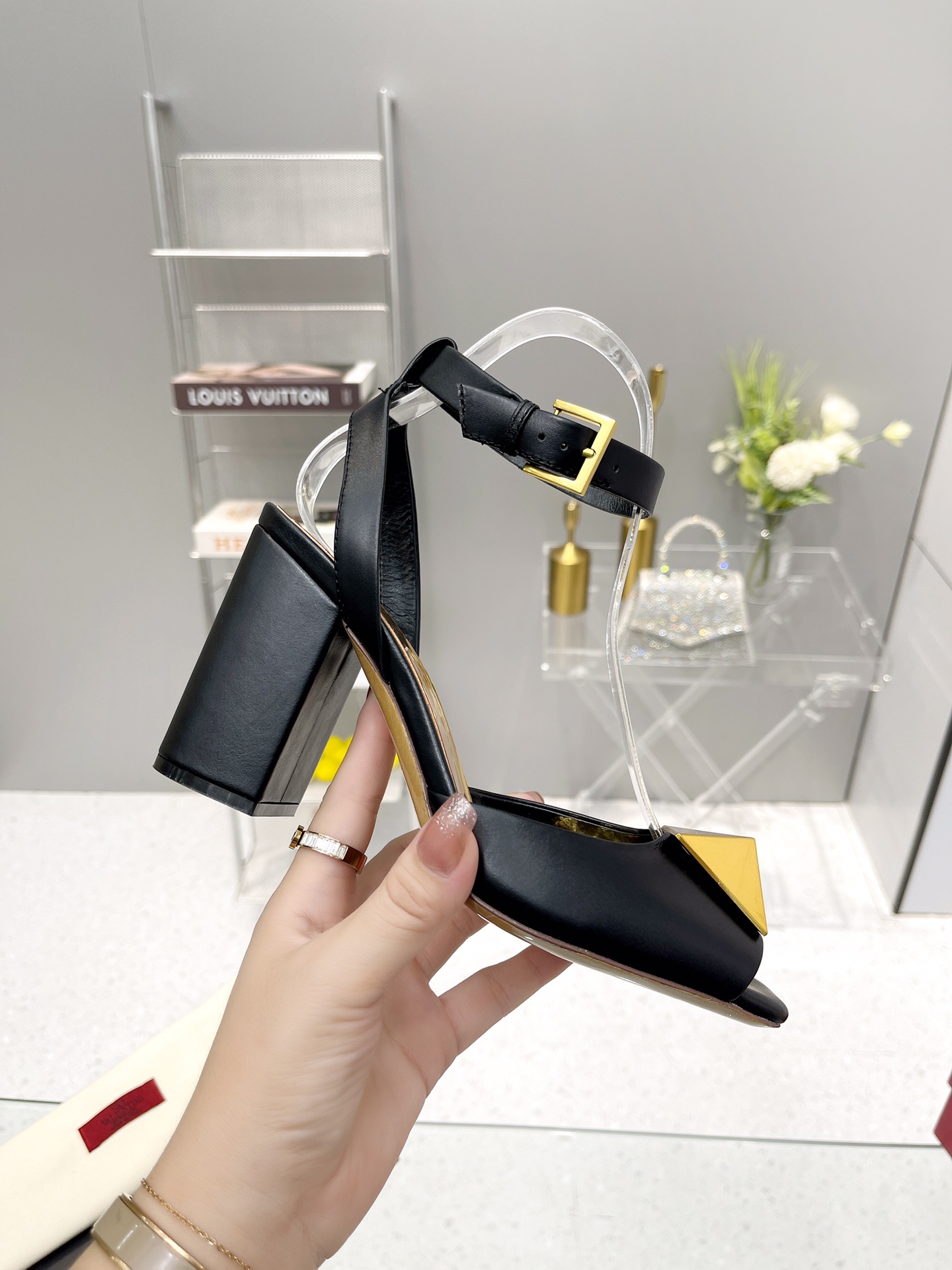 Valentino Garavani One Stud Sandal With Maxi Stud Embellishment Black For Women XW0S0EI6CYII16 - Soul Replicas