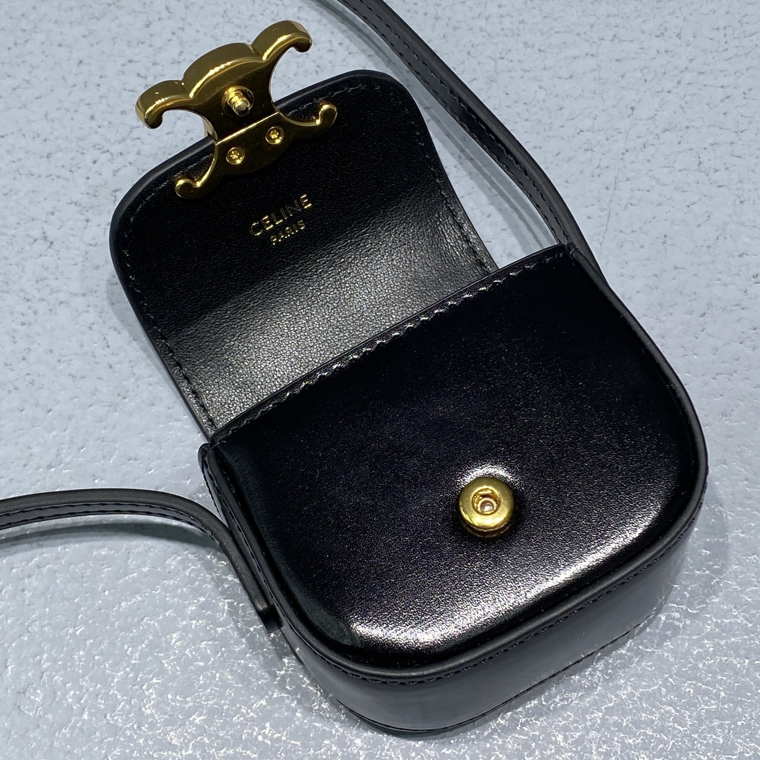 Celine Mini Triomphe Black For Women 4in/11cm 10I513DPV.38NO - Soul Replicas