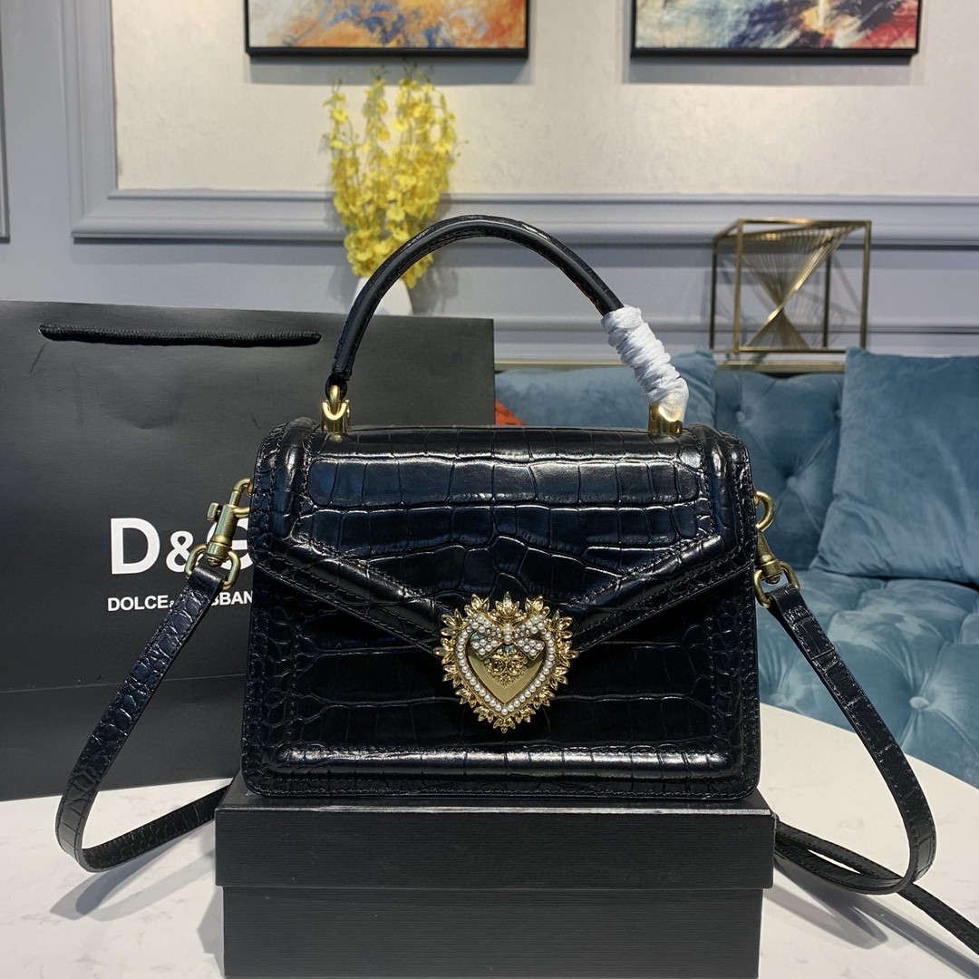 Dolce & Gabbana Medium Devotion Bag Black For Women 9.5in/24cm - Soul Replicas