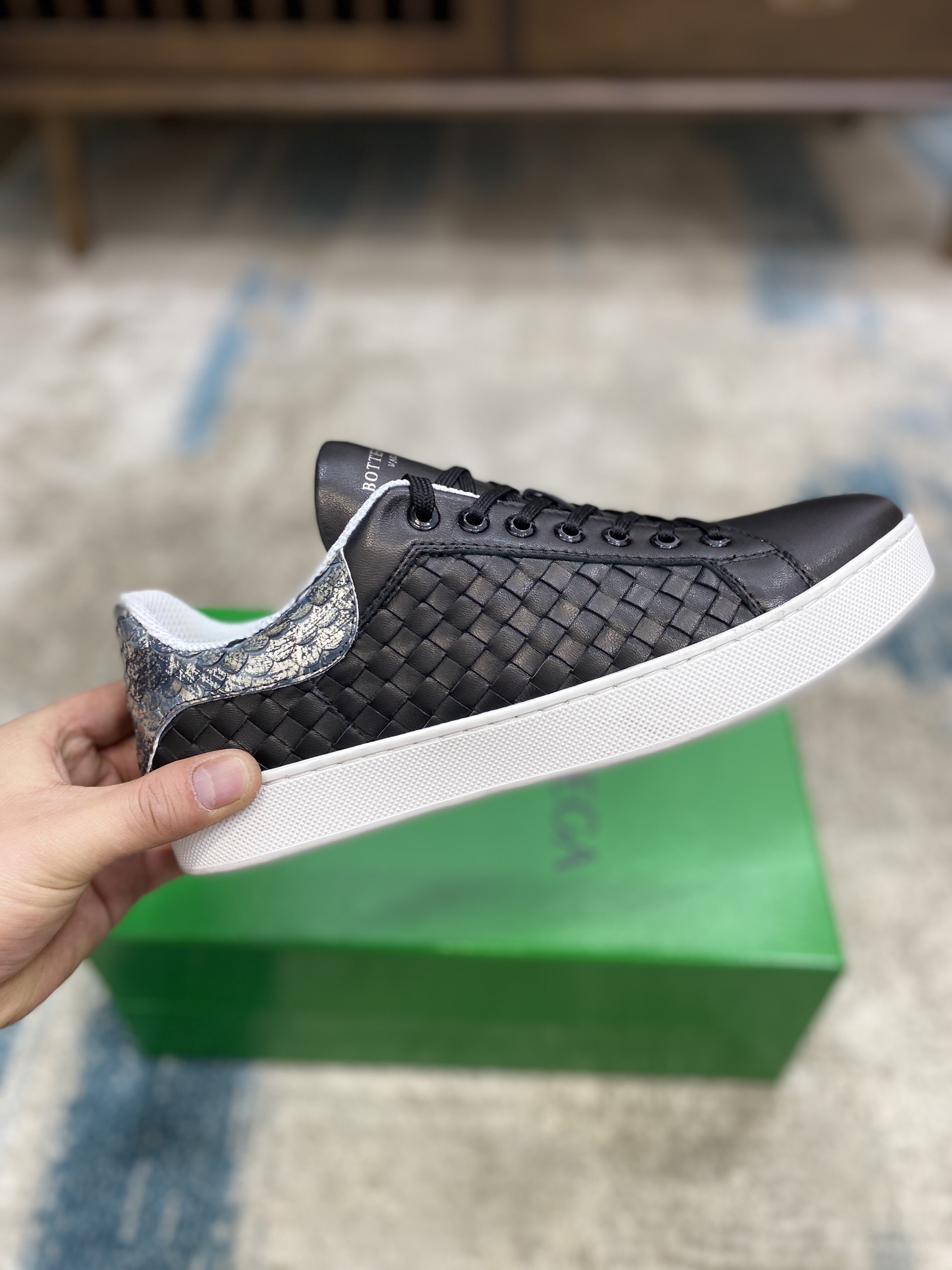 Bottega Veneta Men's With Fin Sneakers Black Silver For Men - Soul Replicas