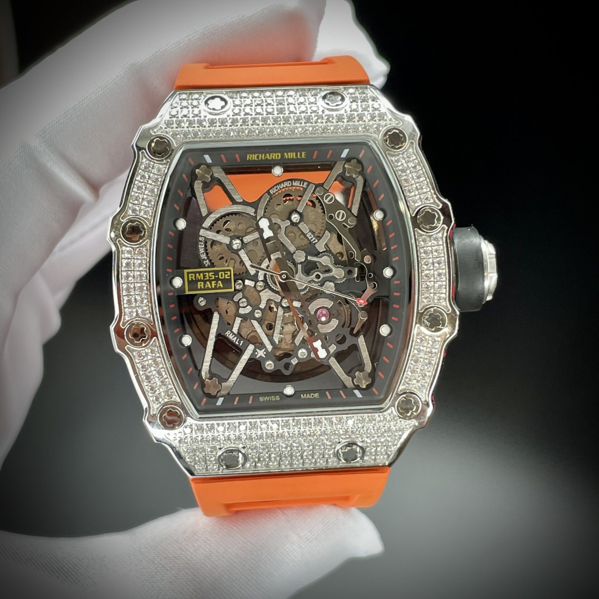 Richard Mille RM35-02 Fake Watch Orange Rubber Strap 44mm - Soul Replicas