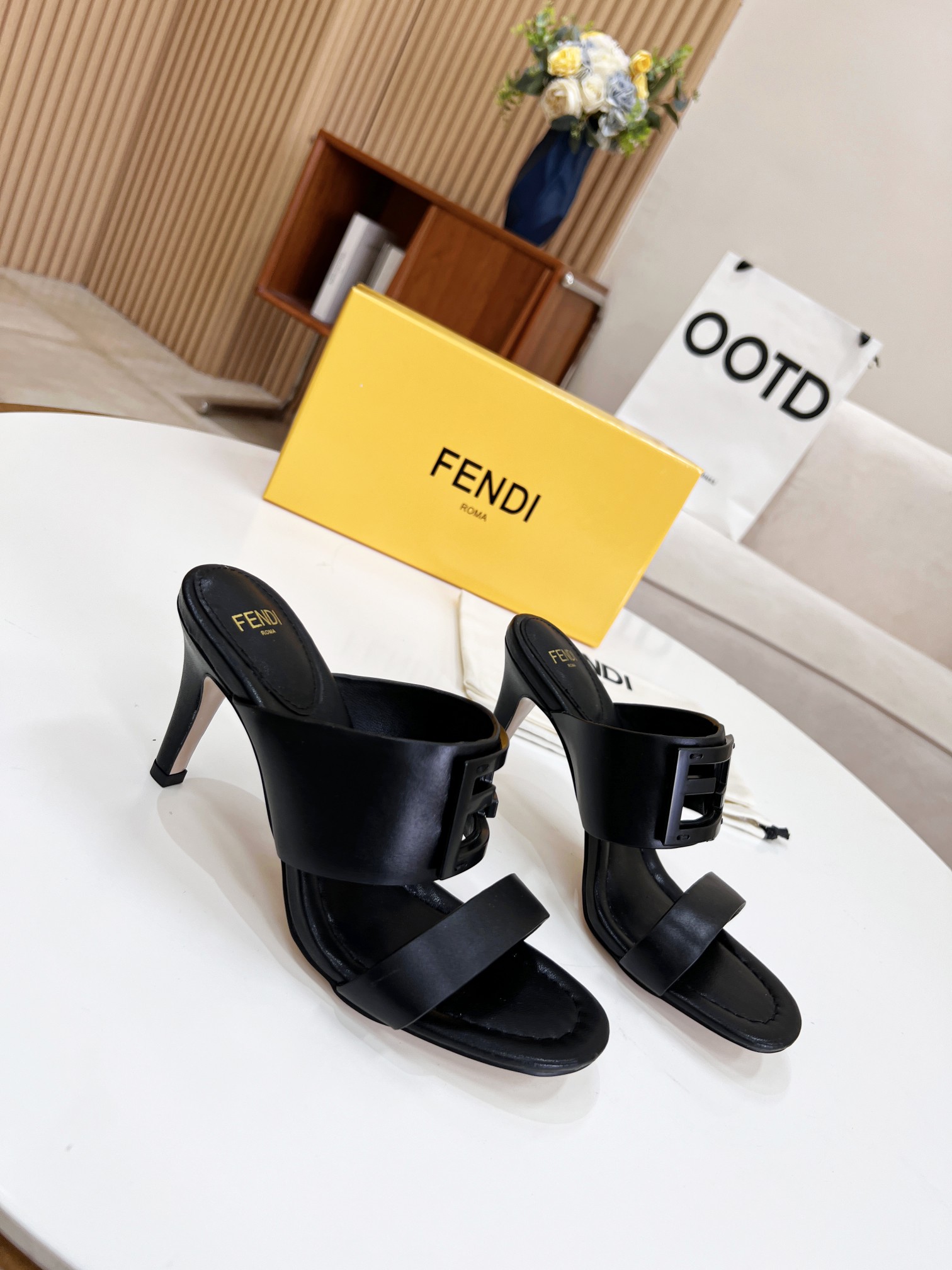 Fendi Baguette Black Heels For Women 8R8287AE7TF0ABB - Soul Replicas