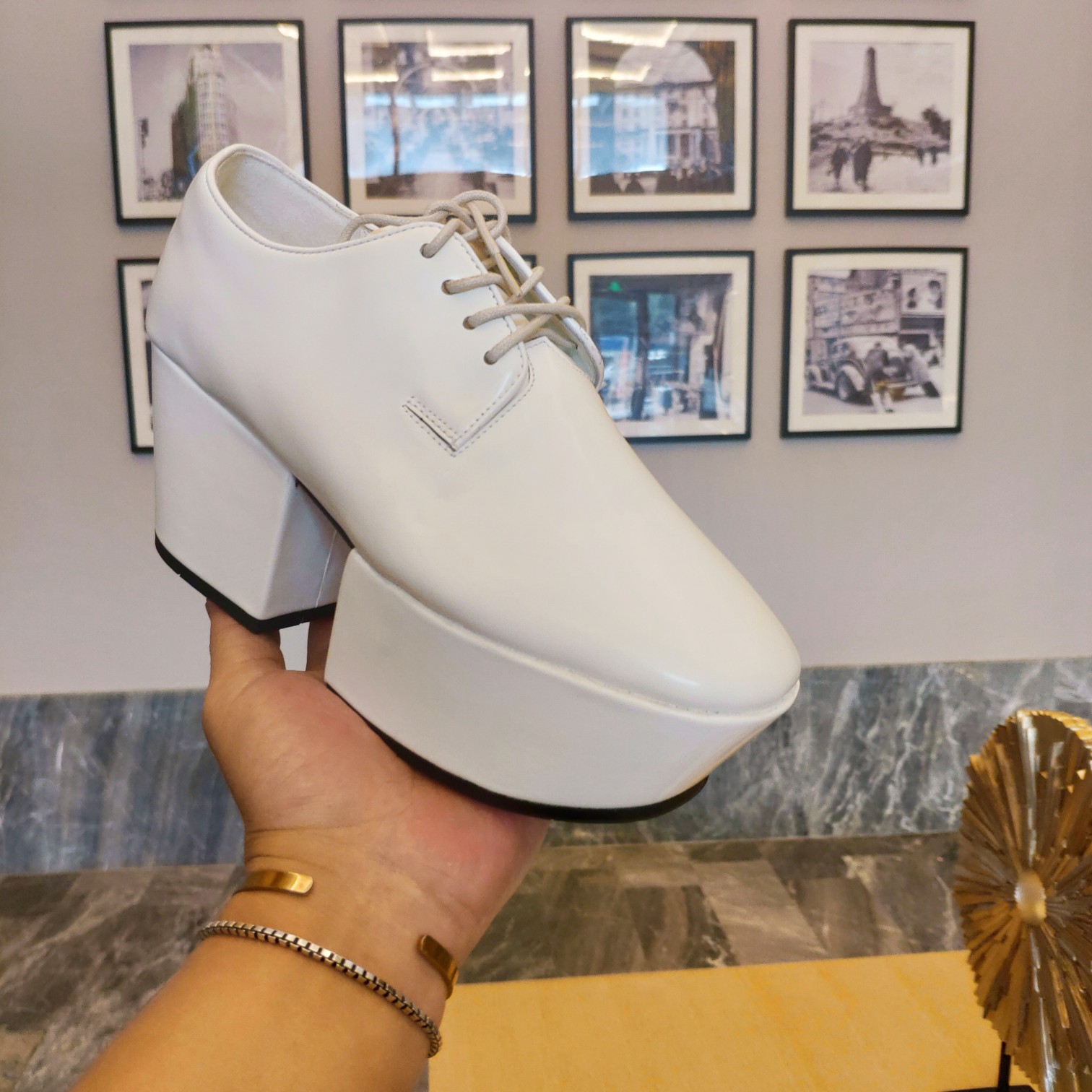 Prada Platform Lace-Ups Shoes White For Women 2.75in/70mm Prada - Soul Replicas