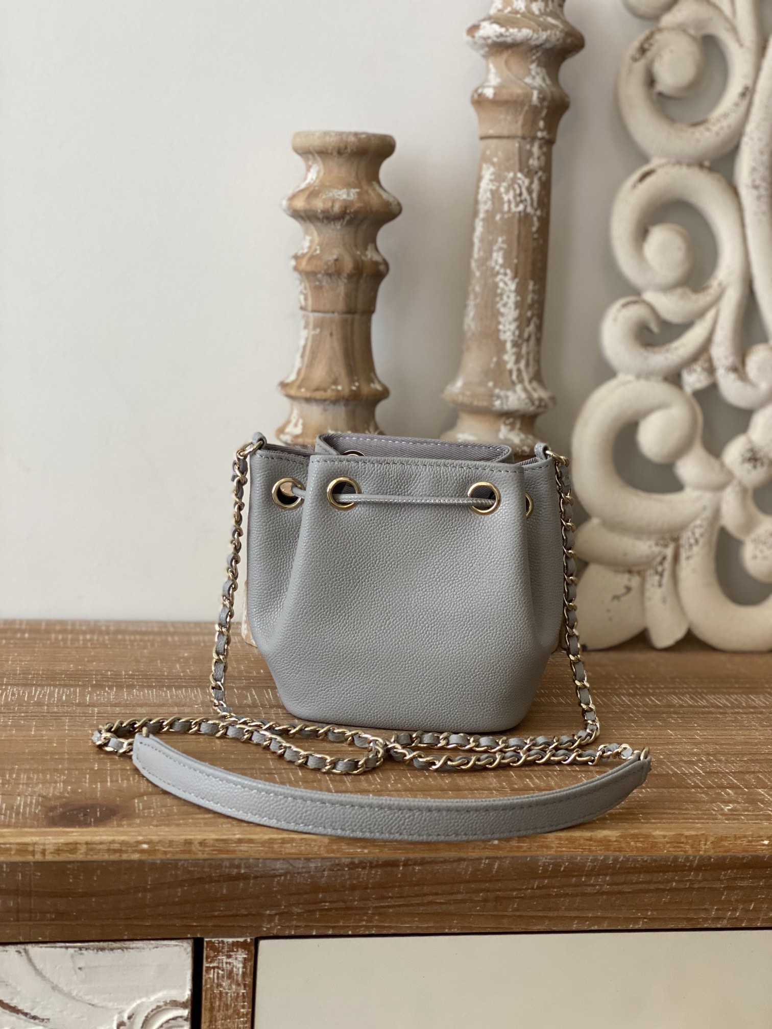 ChanelMini Bucket Bag With Strap Gray For Women. Women-s Bags 4.9in/12.5cm - Soul Replicas