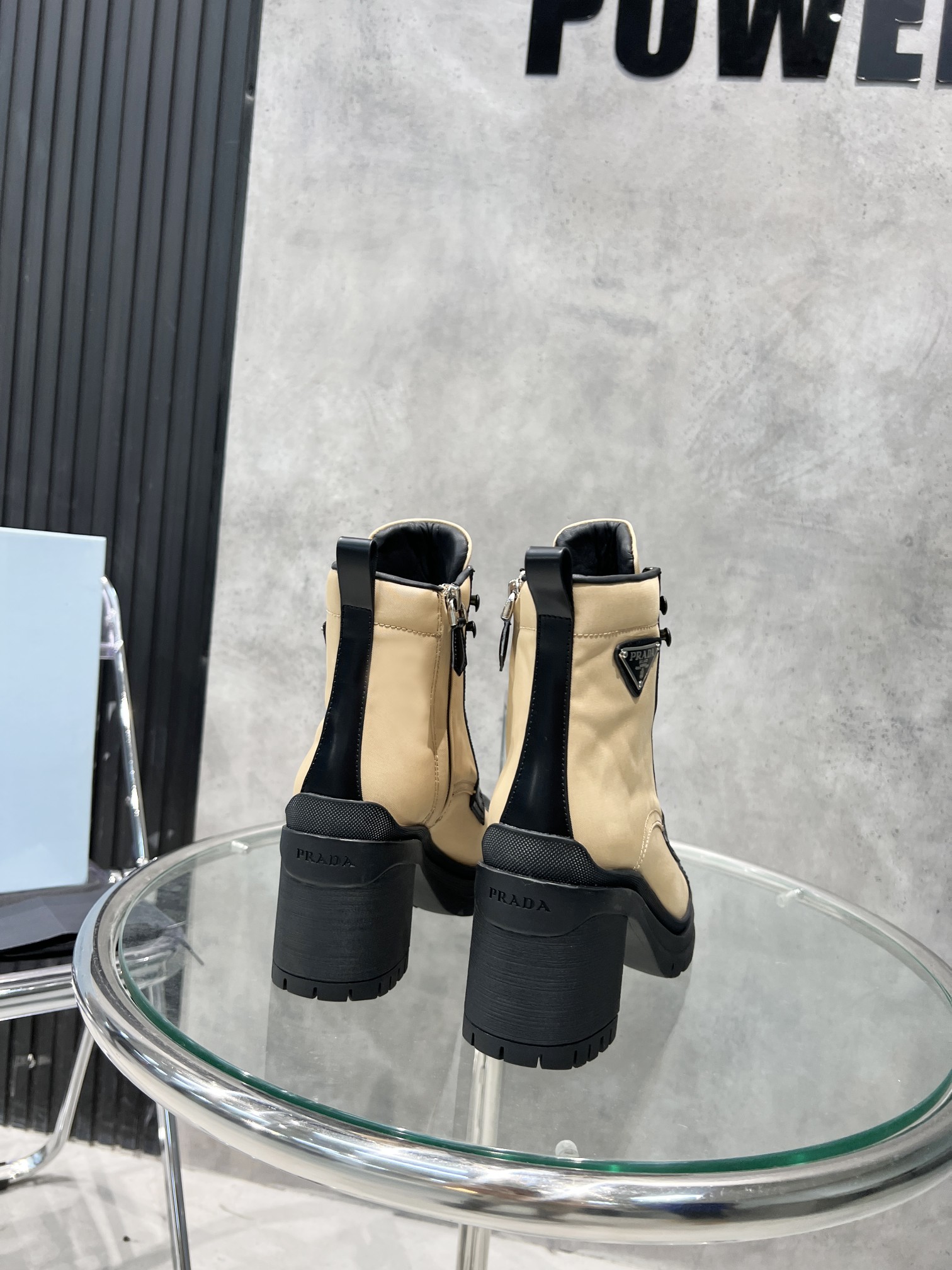 Prada Tronchetti Lace-Up Boot Beige For Women Prada  - Soul Replicas