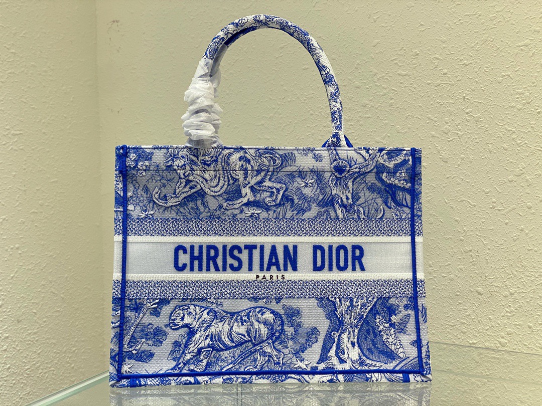 Christian Dior Medium Dior Book Tote Blue. For Women. Women's Handbags 14in/36cm CD - Soul Replicas