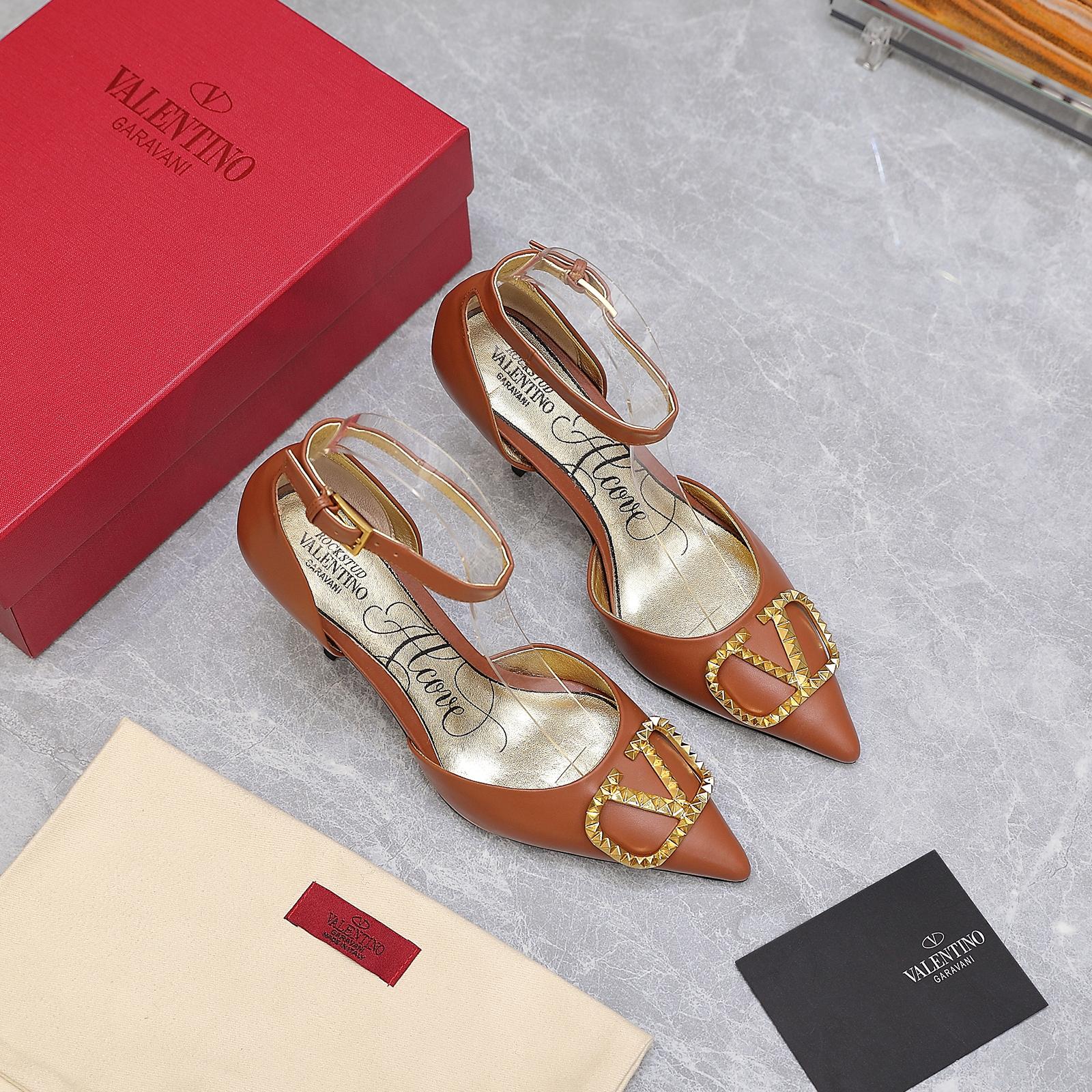 Valentino Garavani Rockstud Alcove Pumps Brown For Women - Soul Replicas