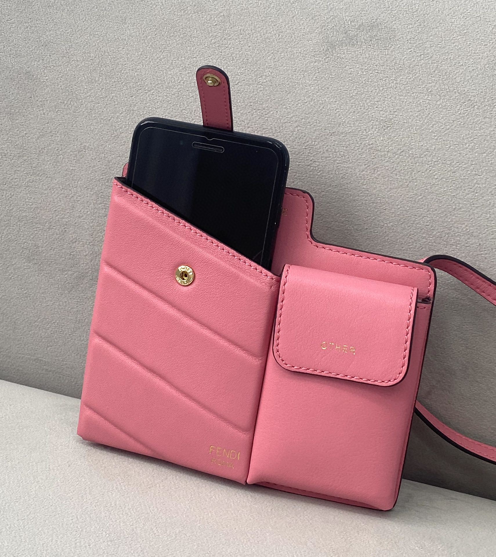 Fendi Bustine 2 Pockets Mini Pink Bag For Woman 16cm/6in - Soul Replicas
