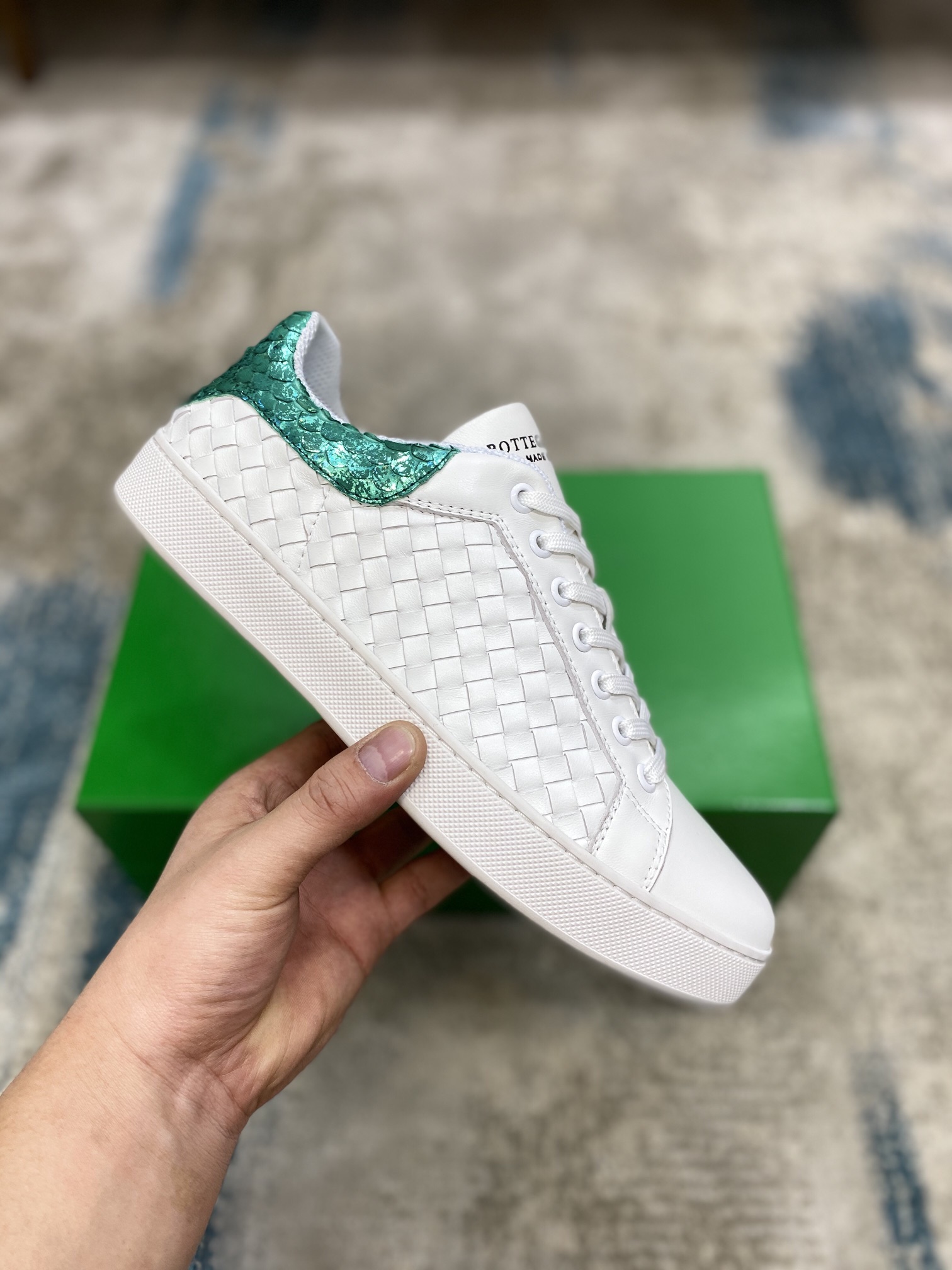 Bottega Veneta Men's With Fin Sneakers White Green For Men - Soul Replicas