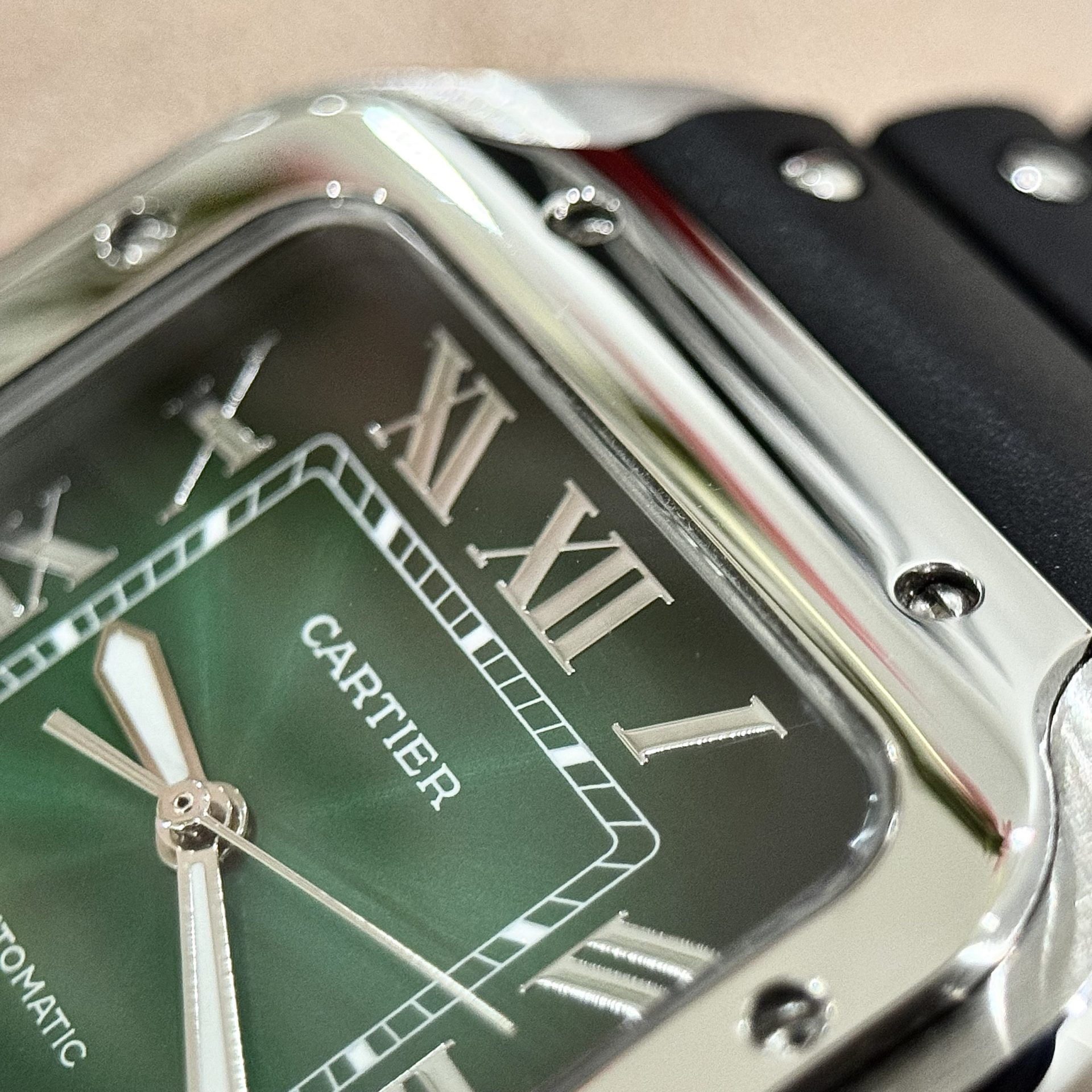 Cartier Replica Watches Santos WSSA0061 Green Dial Rubber Strap BV Factory 39.8mm - Soul Replicas