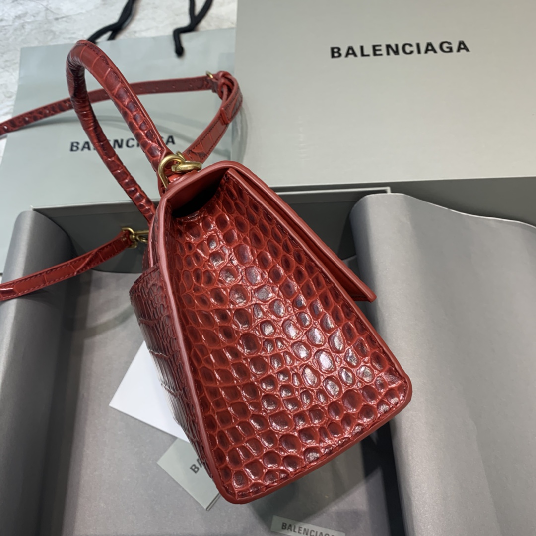 Balenciaga Hourglass Small Handbag In Dark Red. For Women. Women-s Bags 9in/23cm 5935461LRGM6211 - Soul Replicas