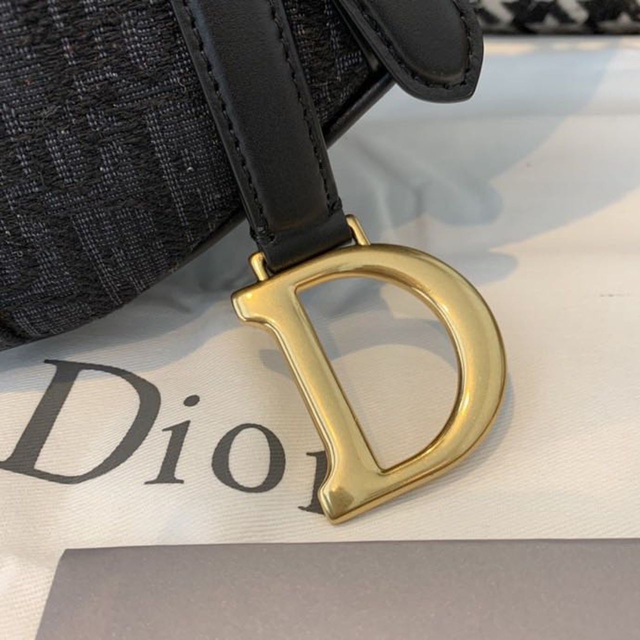 Christian Dior Saddle Bag Black Oblique Embroidered Canvas Gold Toned Hardware For Women 19.5cm/7.6in CD - Soul Replicas