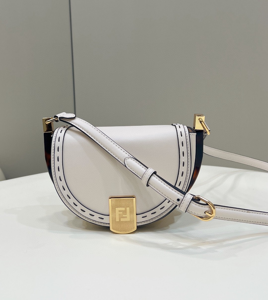 Fendi Moonlight Saddle White Bag For Woman 19cm/7.5in - Soul Replicas