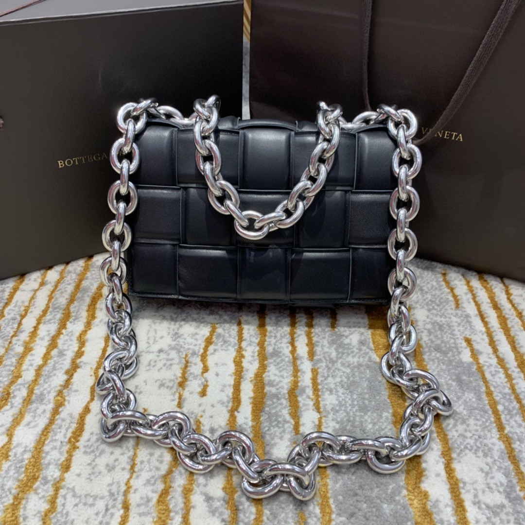 Bottega Veneta Chain Cassette Bag For Women 10.2in/26cm In Black 631421VBWZ01229 - Soul Replicas