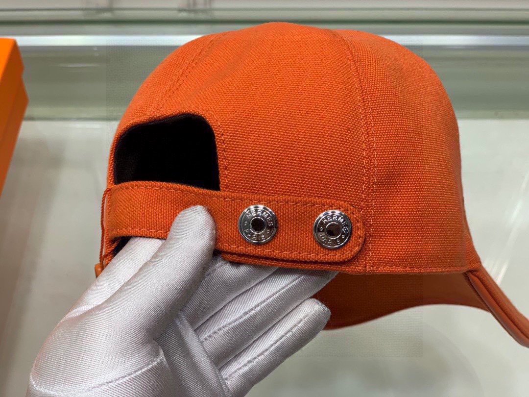 Hermes Davis H Primavera Cap Orange Hermes Cap - Soul Replicas