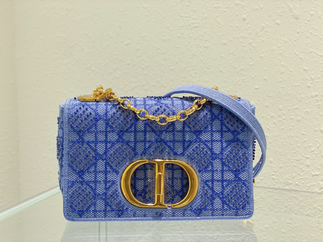 Christian Dior Medium Dior Caro Bag Blue. For Women. Women's Handbags 25.5cm/10in CD - Soul Replicas