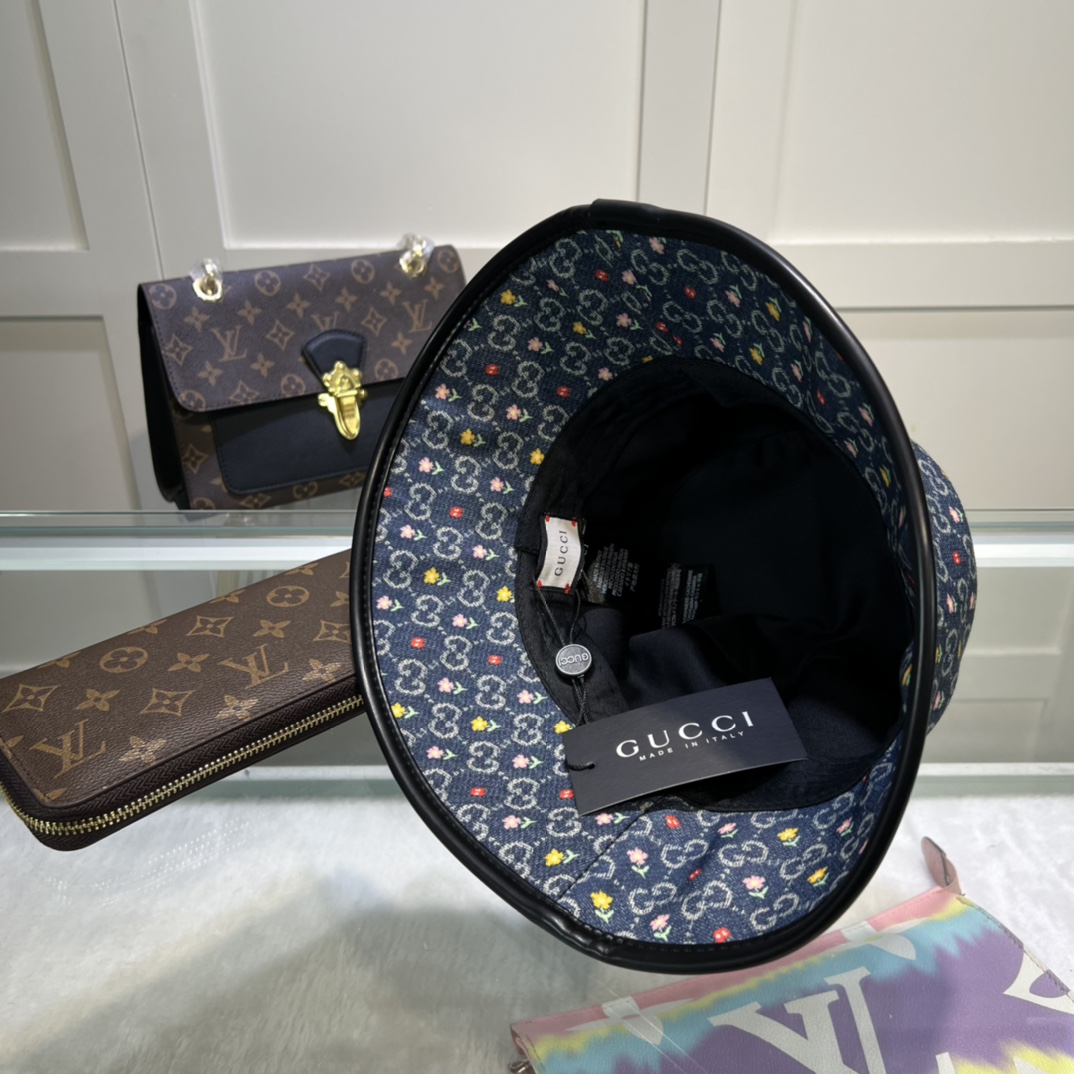 Gucci Bucket Hat With Floral Black Gucci Hat - Soul Replicas
