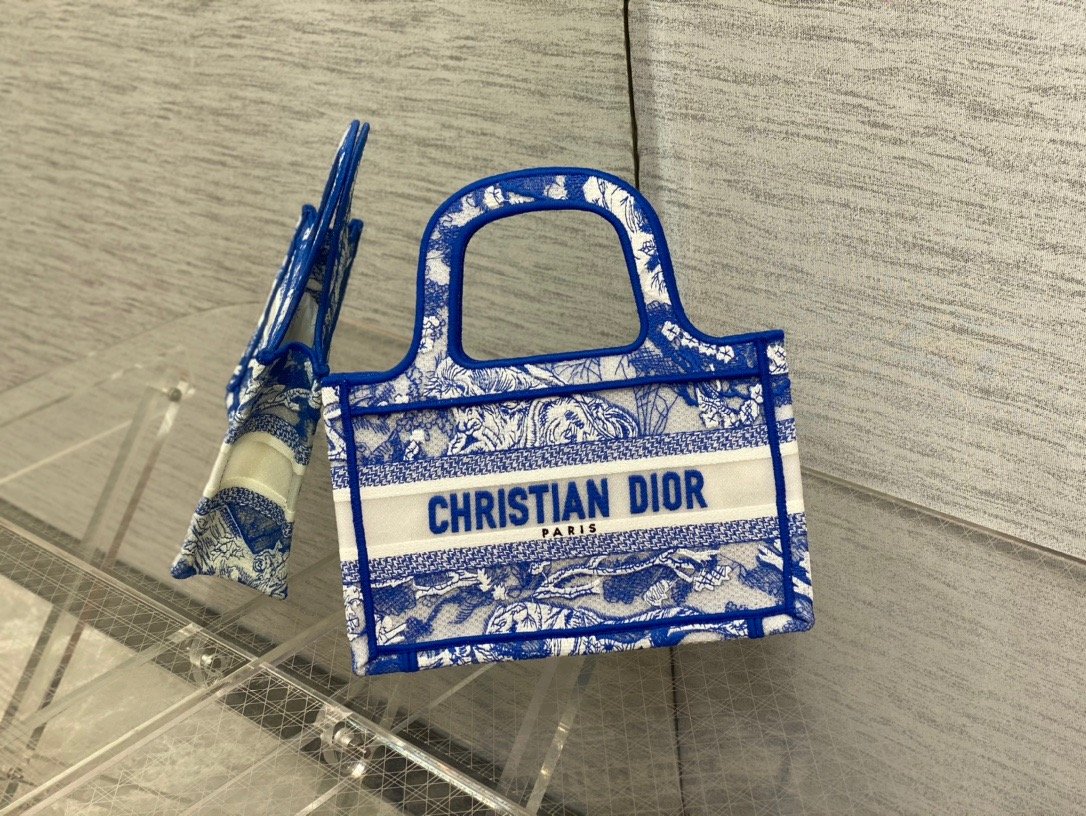 Christian Dior Mini Dior Book Tote Blue. For Women Women's Handbags 22.5cm/9in CD - Soul Replicas
