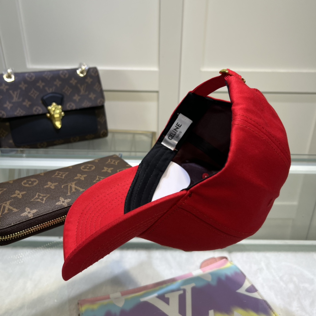 Celine Triomphe Baseball Cap Red Celine Cap - Soul Replicas