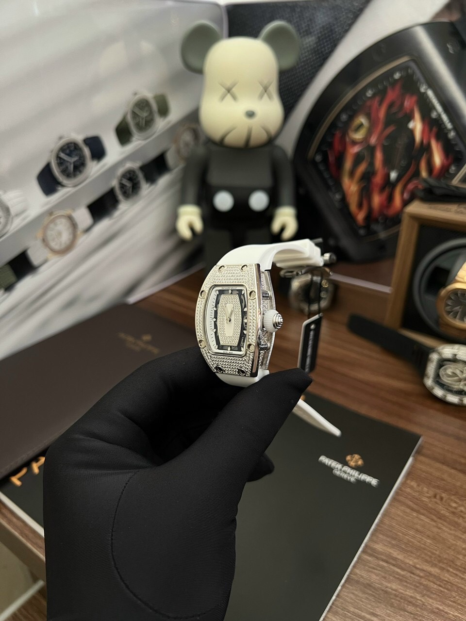 Richard Mille Fake Watches RM007 Mother Of Pearl Dial Rubber Strap 36mm - Soul Replicas