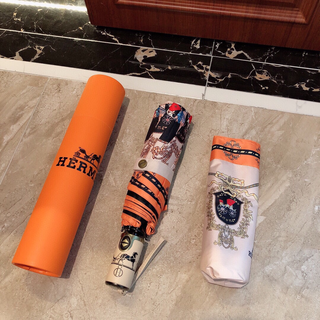 Hermes Pluie De H Folding Umbrella White - Soul Replicas