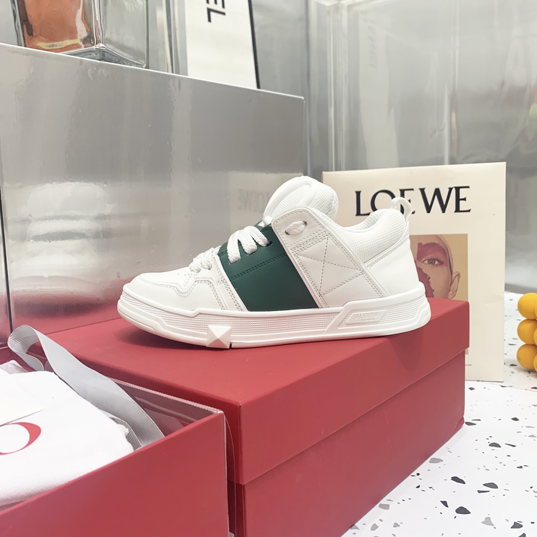 Valentino Garavani Open Skate Sneakers With Patent Band Green For Women WS0FB1DXI - Soul Replicas