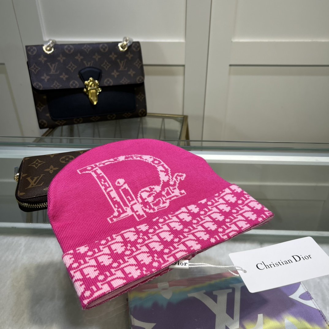 Dior Pompom Beanie In Pink - Soul Replicas