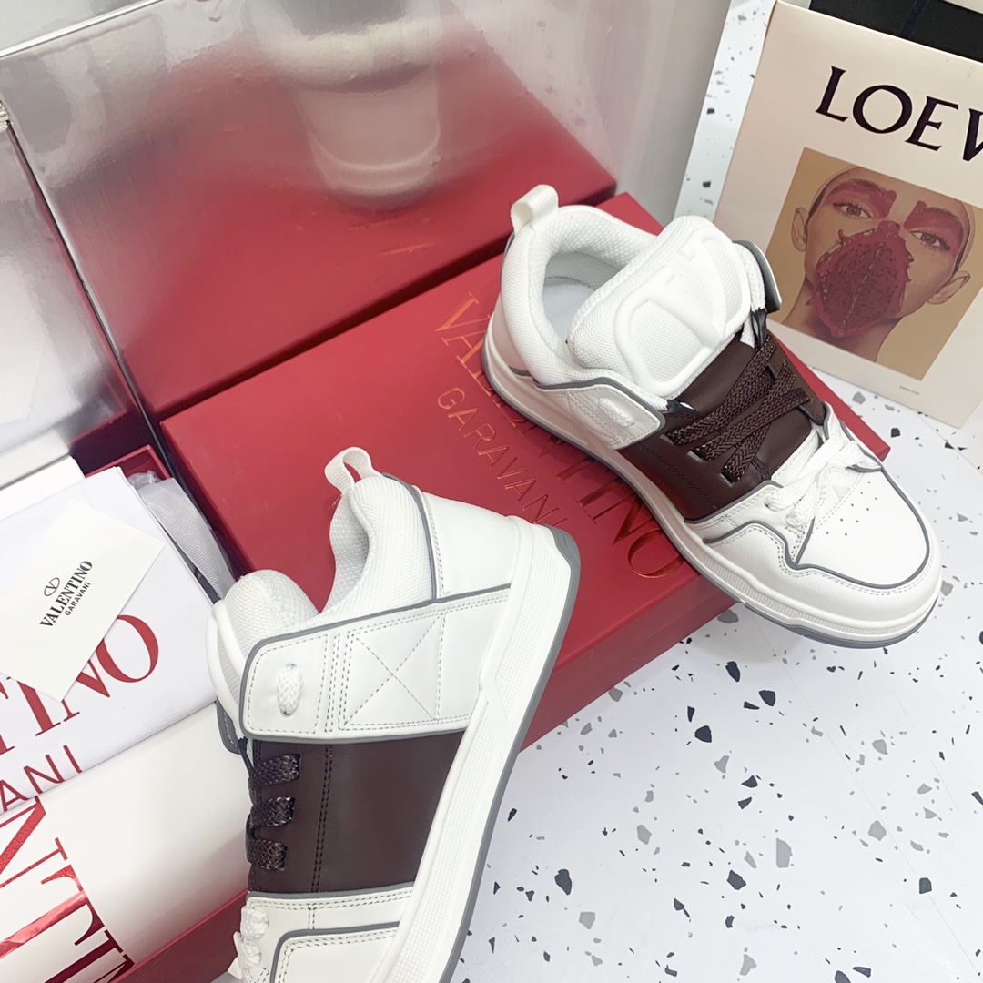 Valentino Garavani Open Skate Sneakers With Patent Band Dark Brown For Women WS0FB1DXI - Soul Replicas