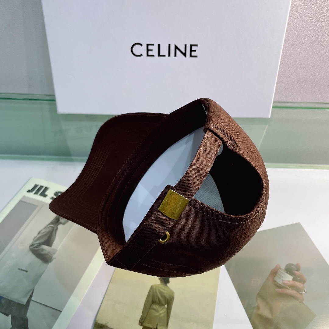Celine Baseball Cap In Cotton Dark Brown - Soul Replicas