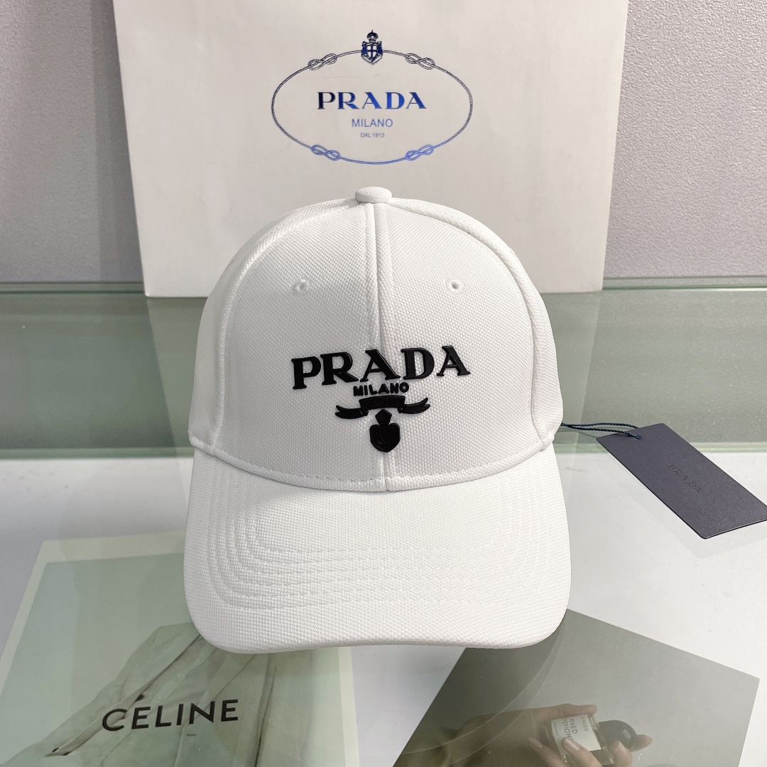 Prada Drill Baseball Cap White Prada Cap - Soul Replicas