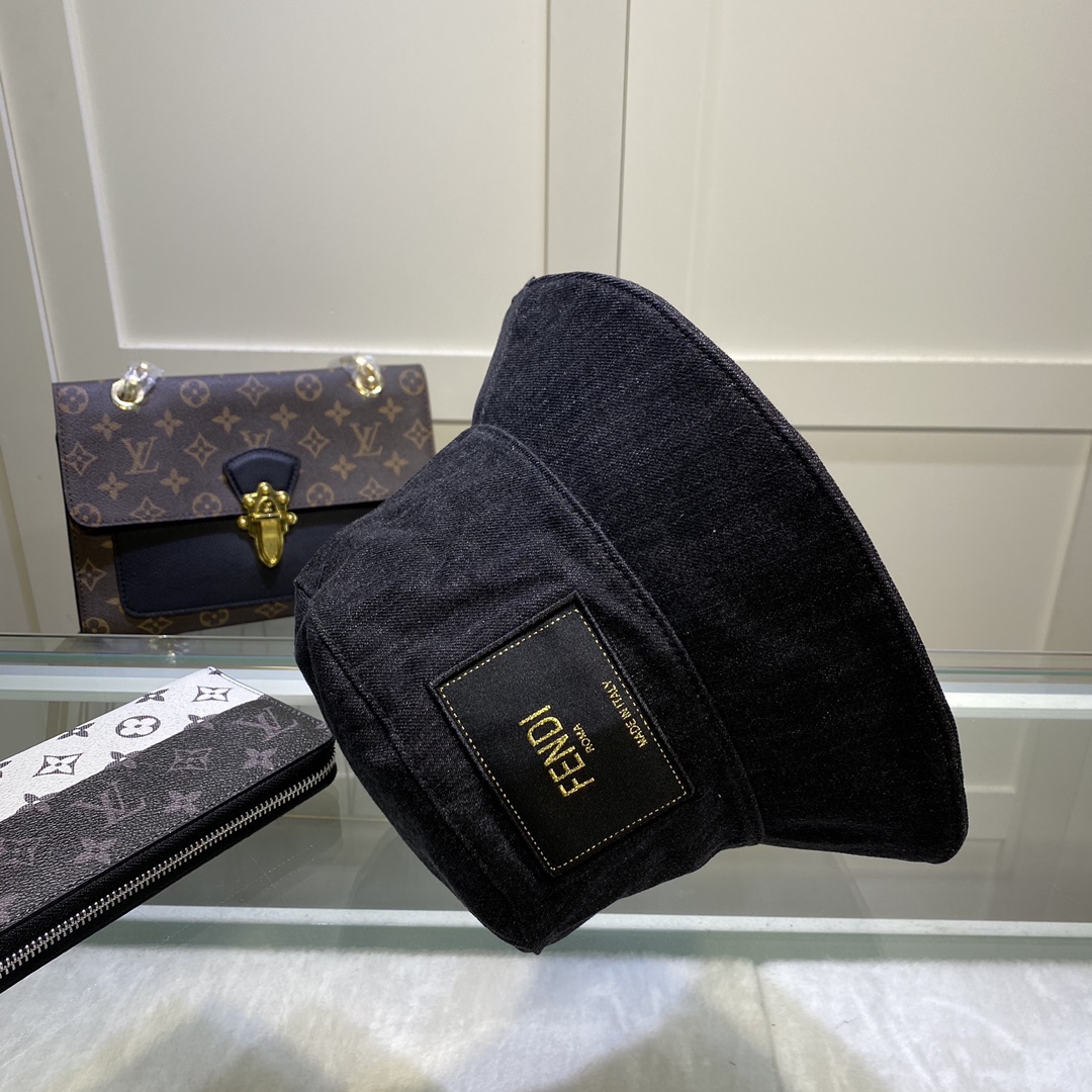 Fendi Denim Bucket Hat Black Fendi Hat - Soul Replicas