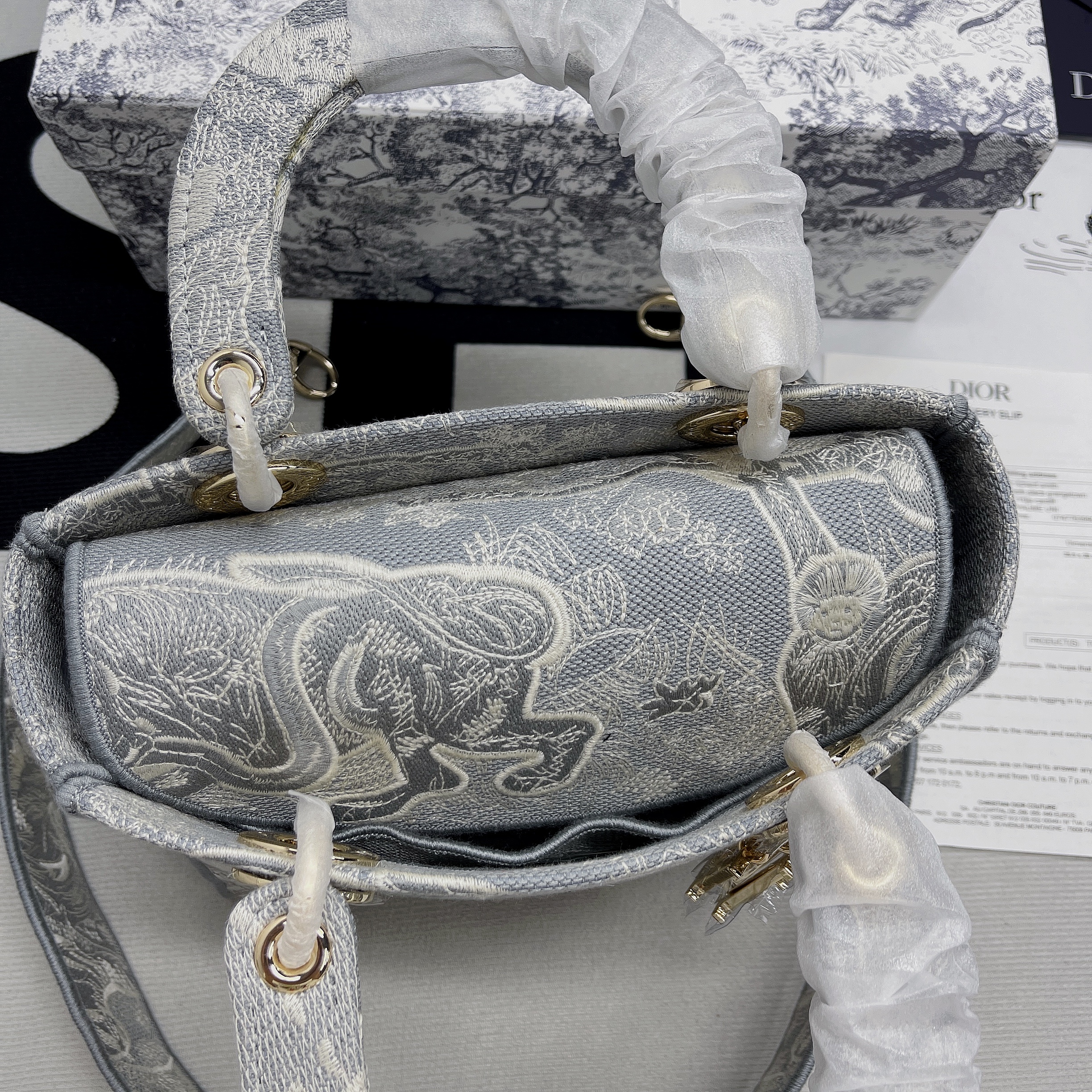 Christian Dior Medium Lady D-Lite Bag Grey. For Women. Women's Handbags 24cm/9.5in CD - Soul Replicas