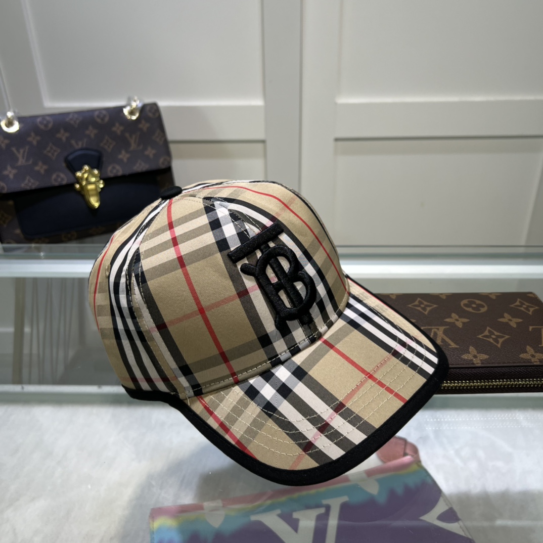 Burberry Monogram Motif Icon Stripe Cotton Baseball Cap Beige - Soul Replicas