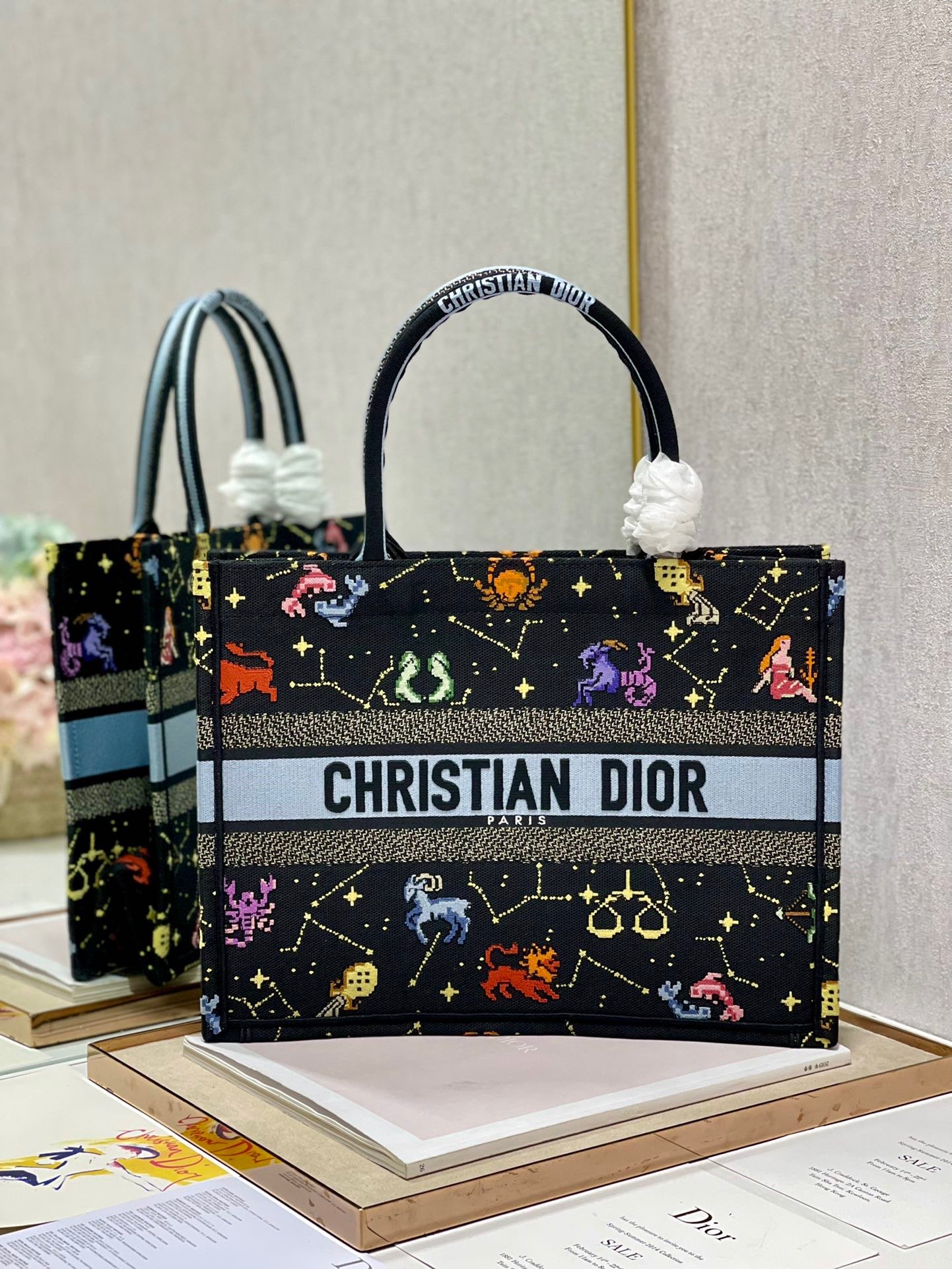 Christian Dior Medium Dior Book Tote Black Multicolor. For Women. Women's Handbags 14in/36cm CD M1296ZRTY_M911 - Soul Replicas
