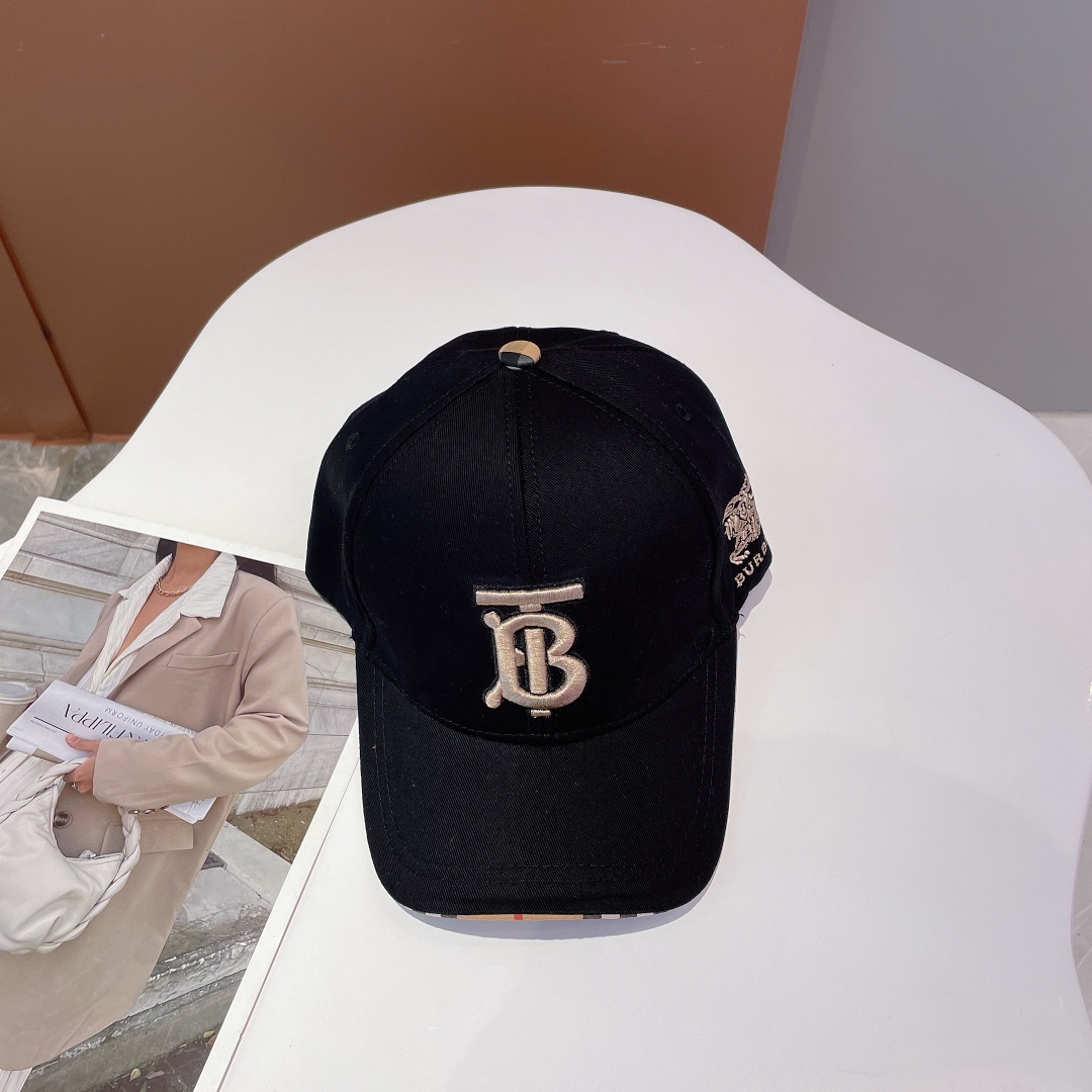 Burberry Monogram Motif Icon Stripe Cotton Baseball Cap Black - Soul Replicas