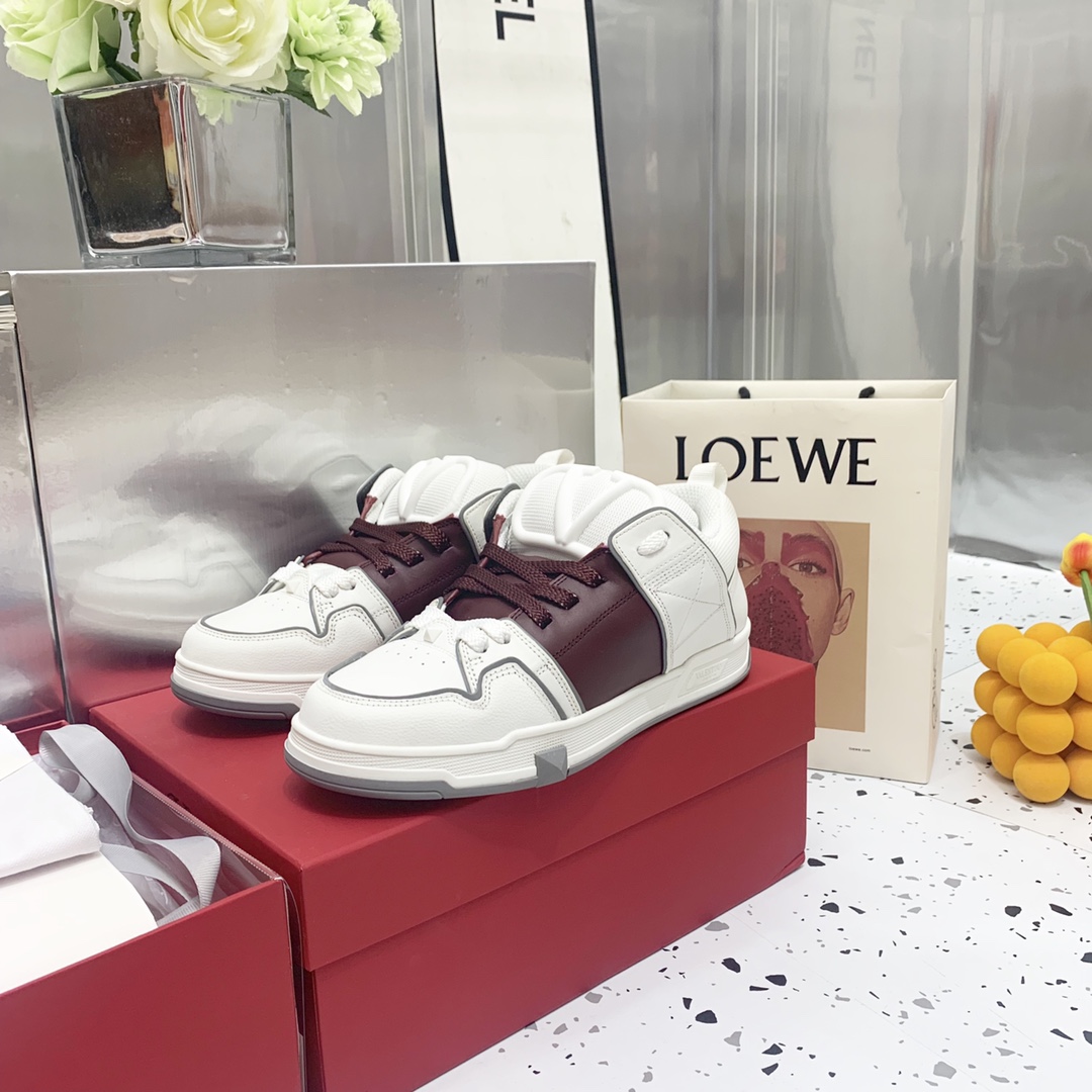 Valentino Garavani Open Skate Sneakers With Patent Band Brown For Women WS0FB1DXI - Soul Replicas