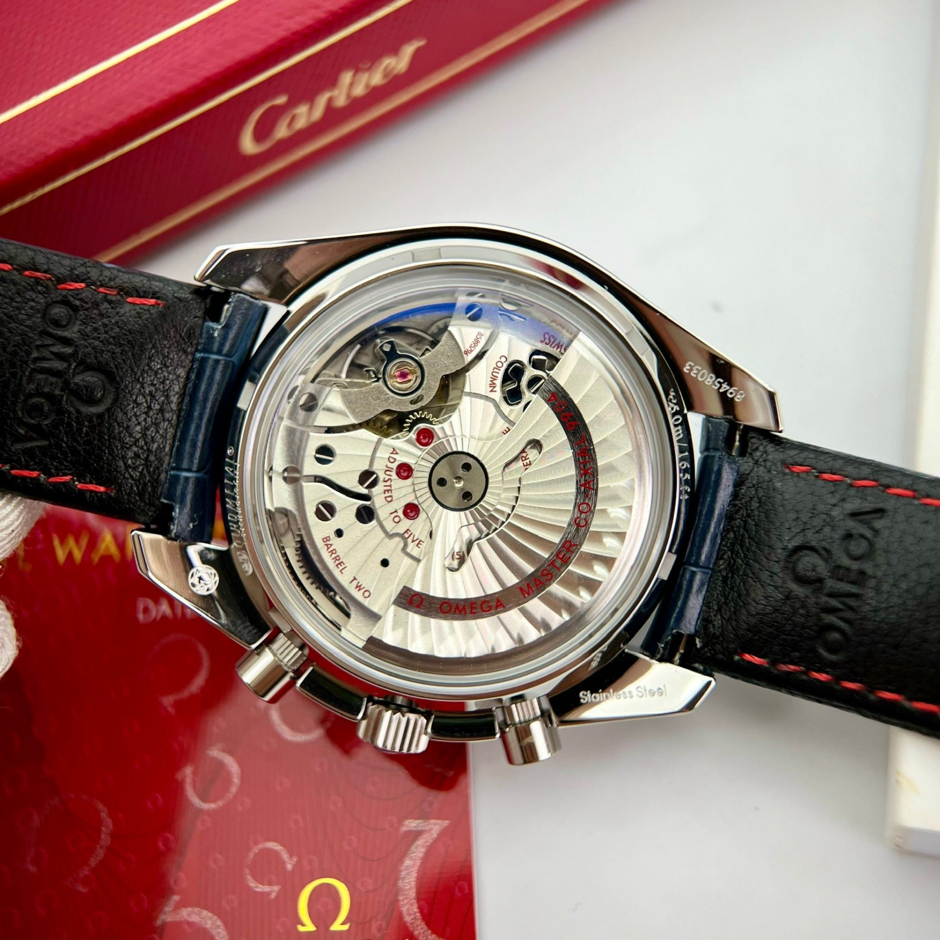 Omega Replica Watch Speedmaster Co-Axial Moonphase Blue Dial 44mm - Soul Replicas