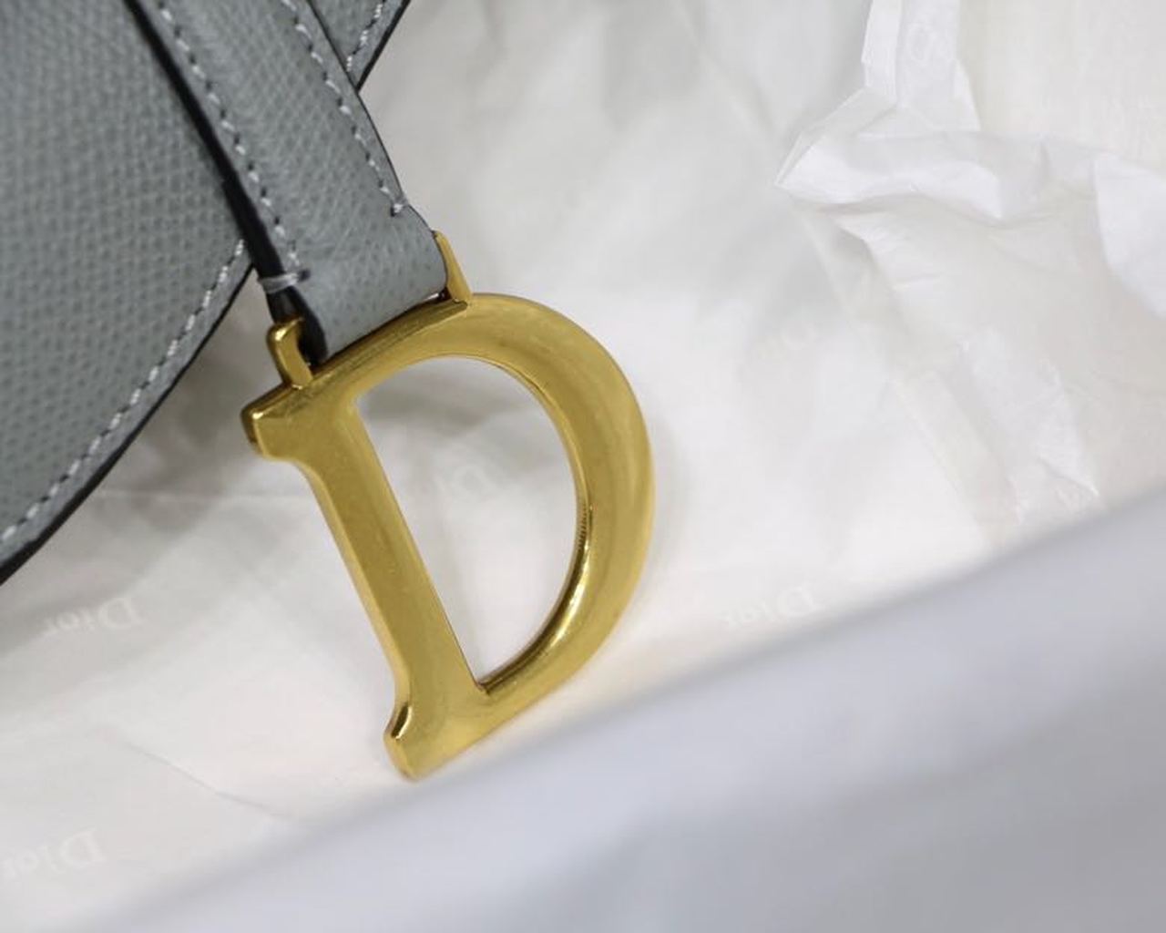 Christian Dior Saddle Bag Light Blue Grained Gold Toned Hardware Canvas For Women 19.5cm/7.6in CD - Soul Replicas