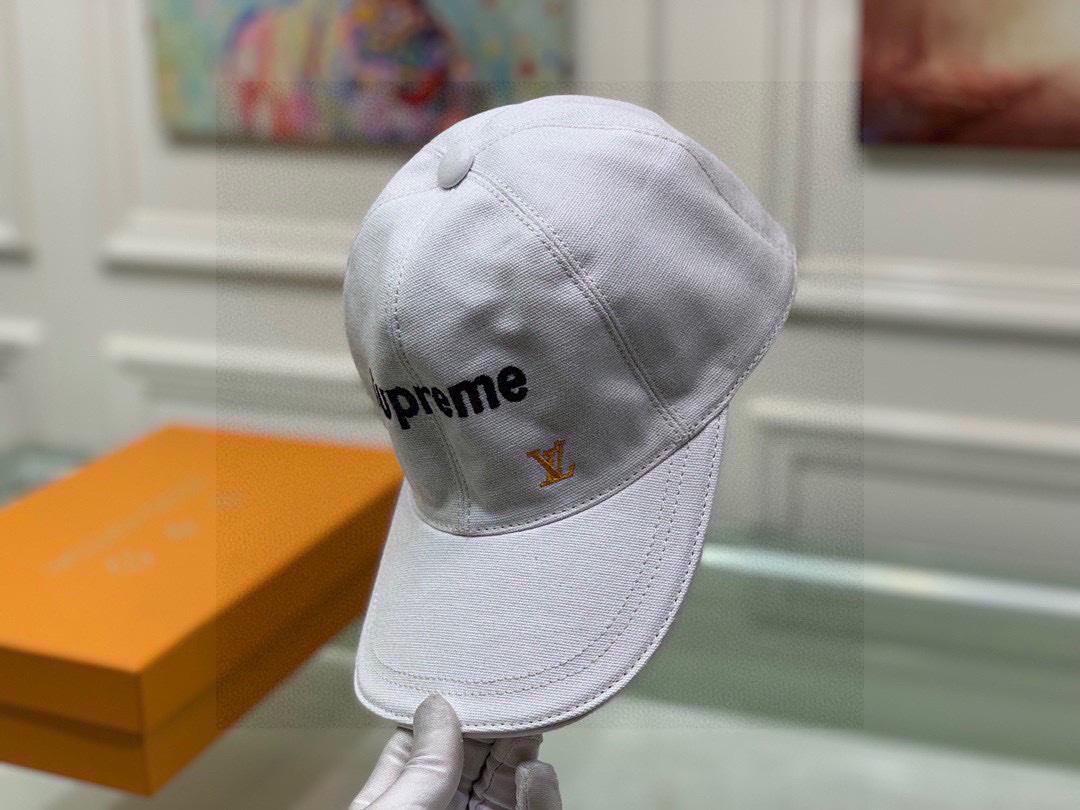 Louis Vuitton Supreme Cap White LV Cap - Soul Replicas