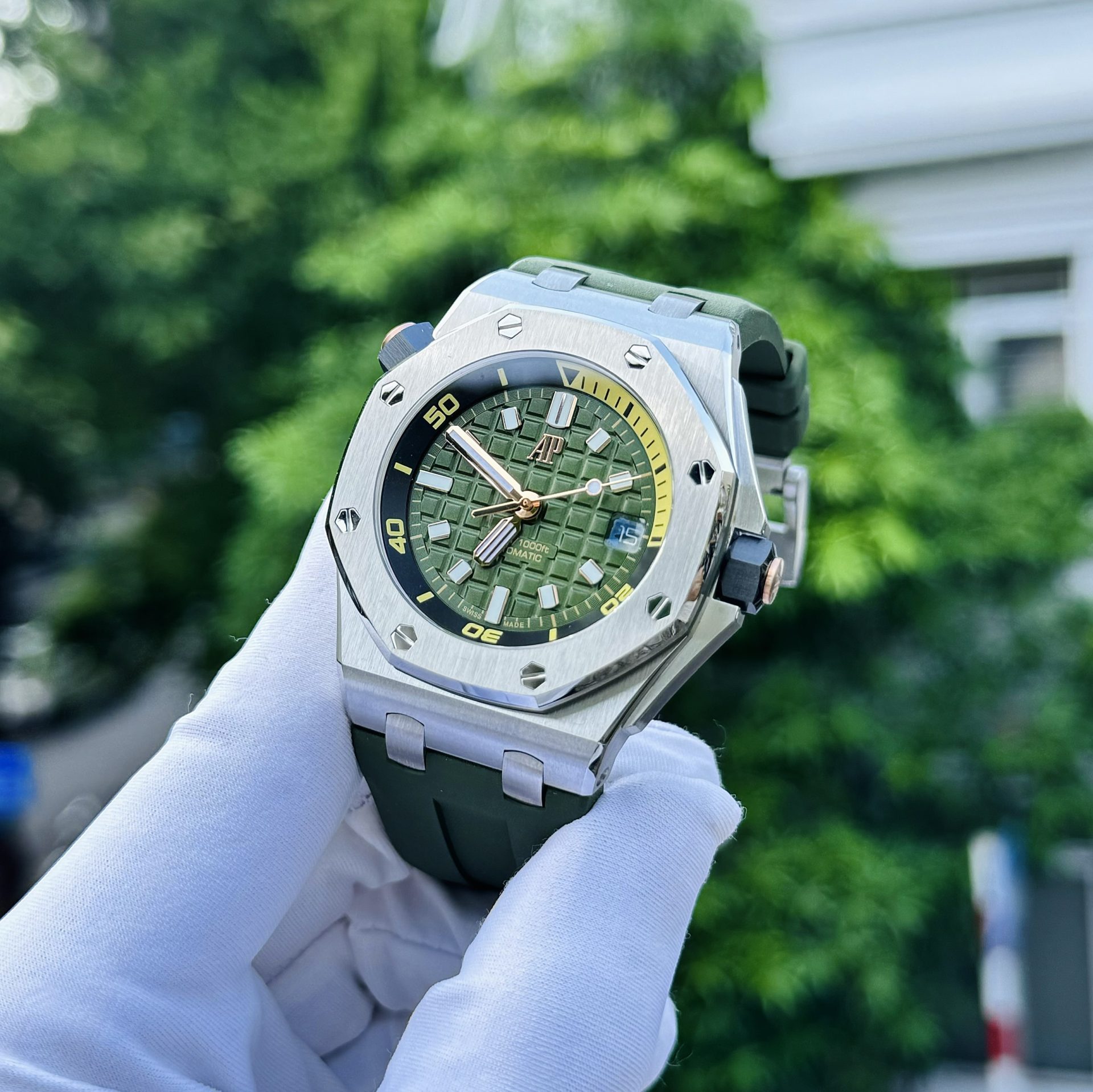Audemars Piguet Replica Watches Royal Oak 15720ST Green Dial IP Factory 42mm - Soul Replicas
