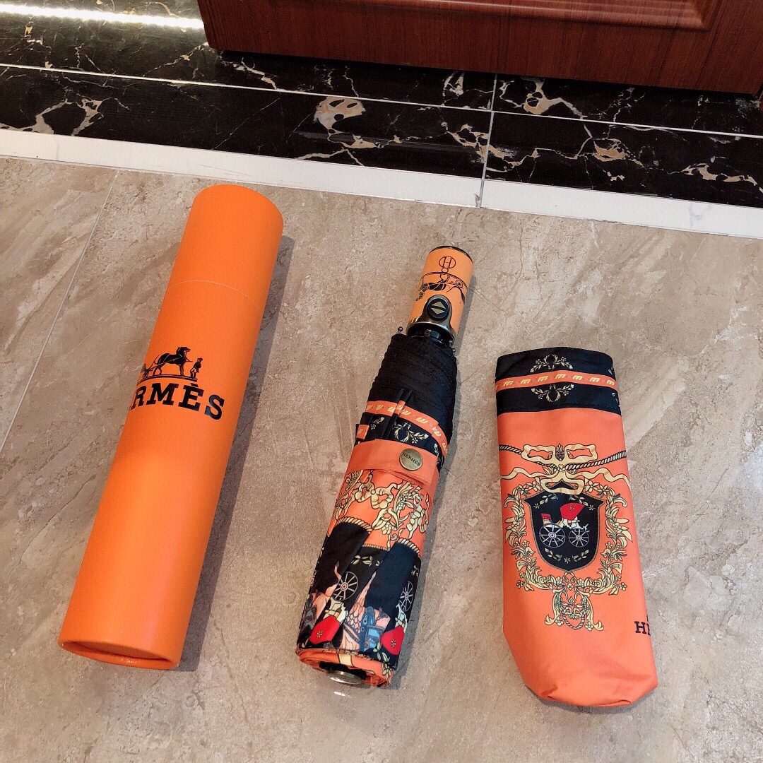 Hermes Pluie De H Folding Umbrella Orange - Soul Replicas