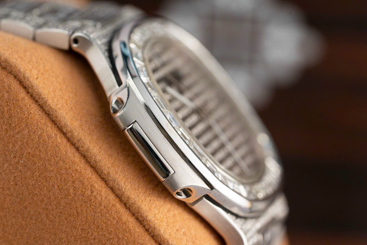 Patek Philippe Clone Watch Nautilus 5719 Full Diamonds Baguette 40mm - Soul Replicas